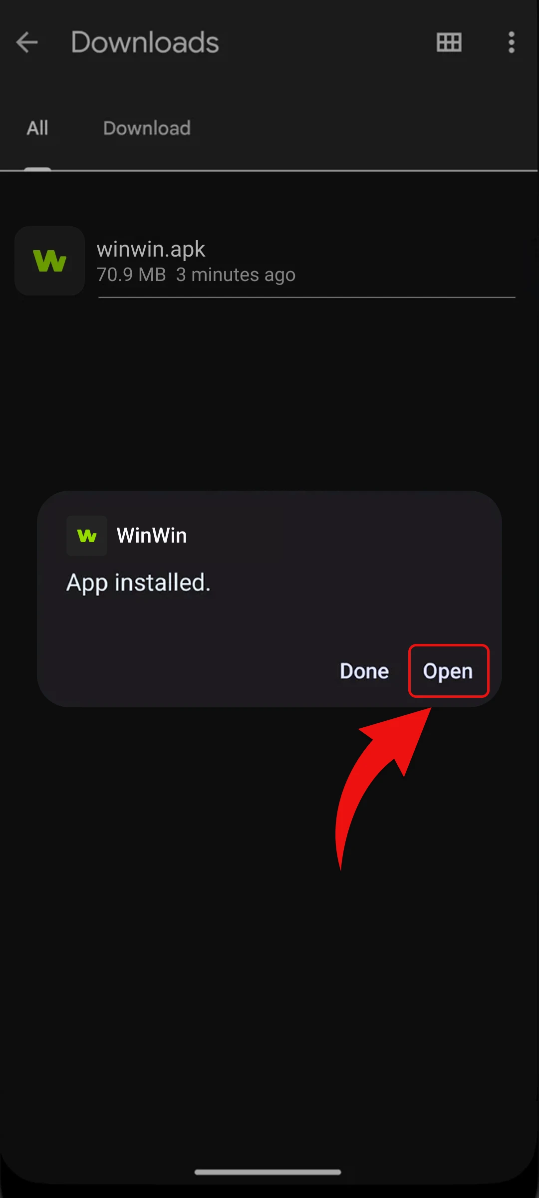 Open the WinWin app after installation to start mobile betting in India.