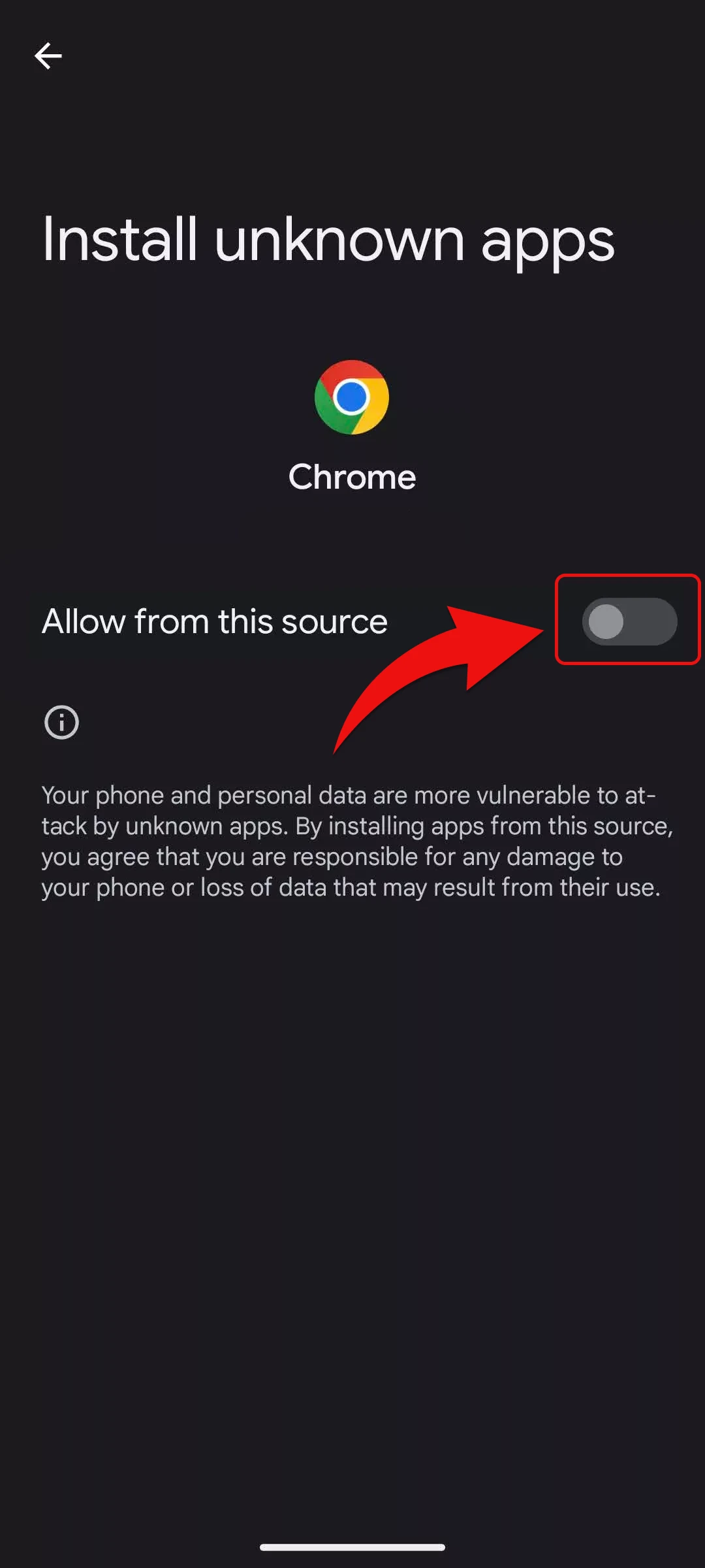 Enable unknown sources in Android settings to install the WinWin betting app.