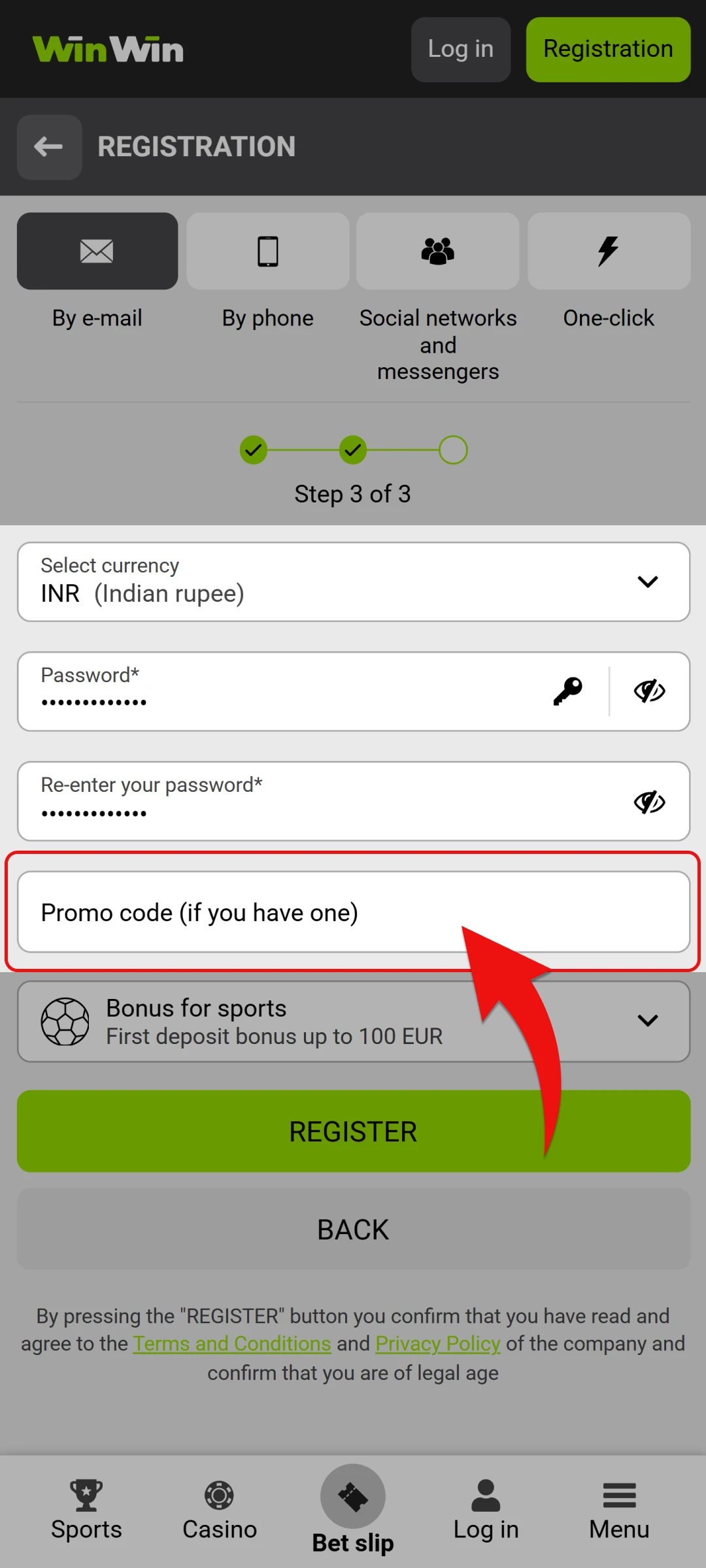 Use a WinWin promo code during sign-up to unlock exclusive betting bonuses.