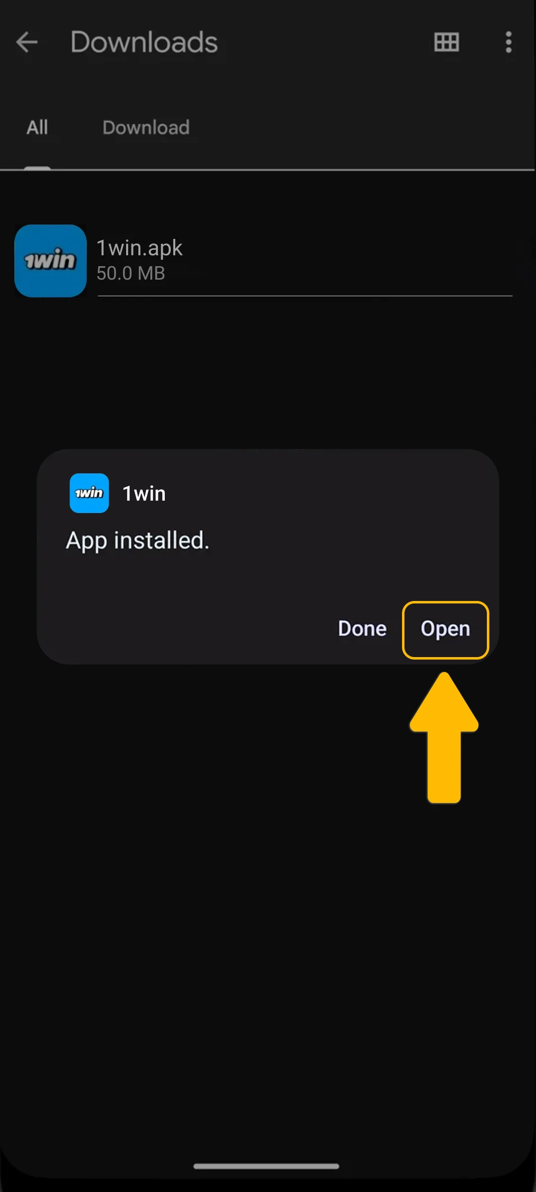 Launch the 1win App on Android and start betting now.
