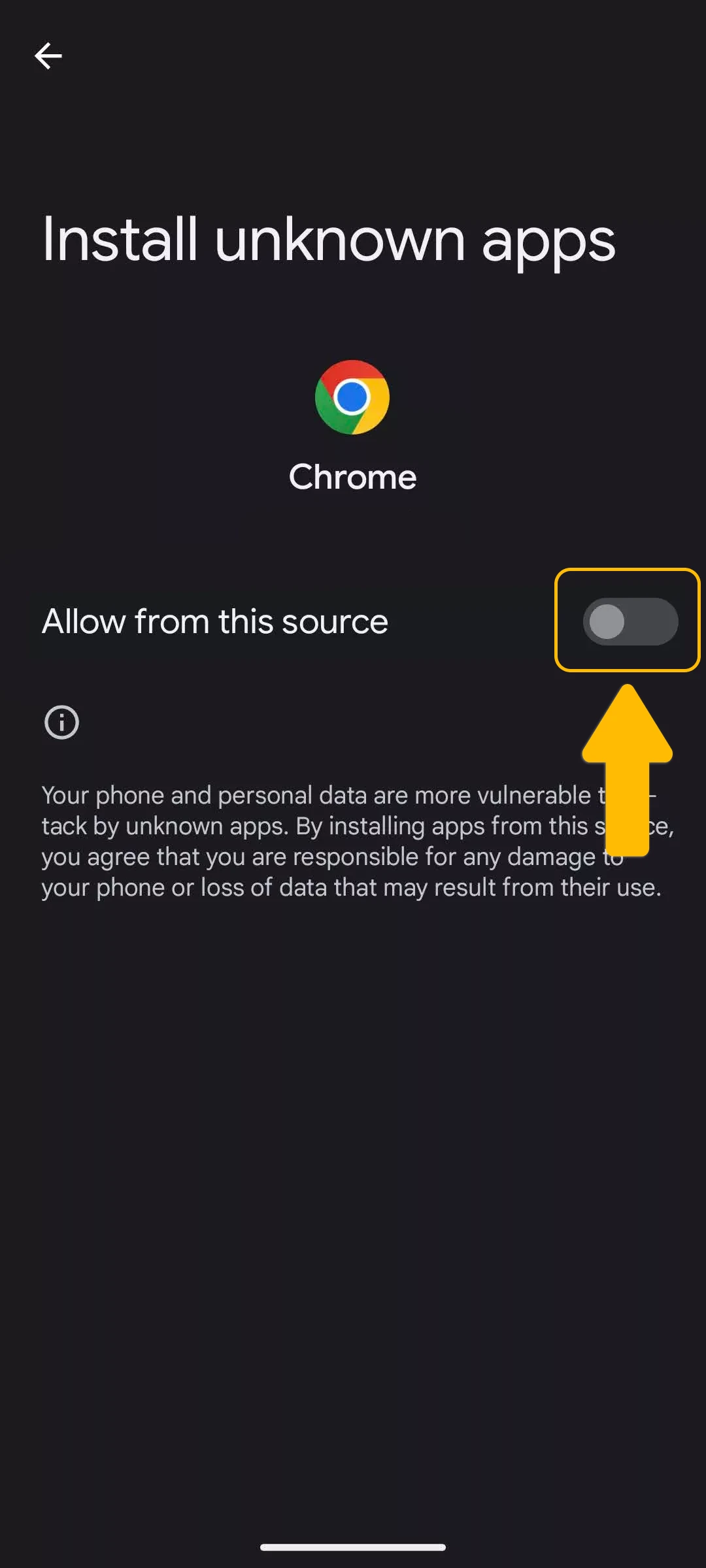 Enable unknown sources to install the 1win App on Android.