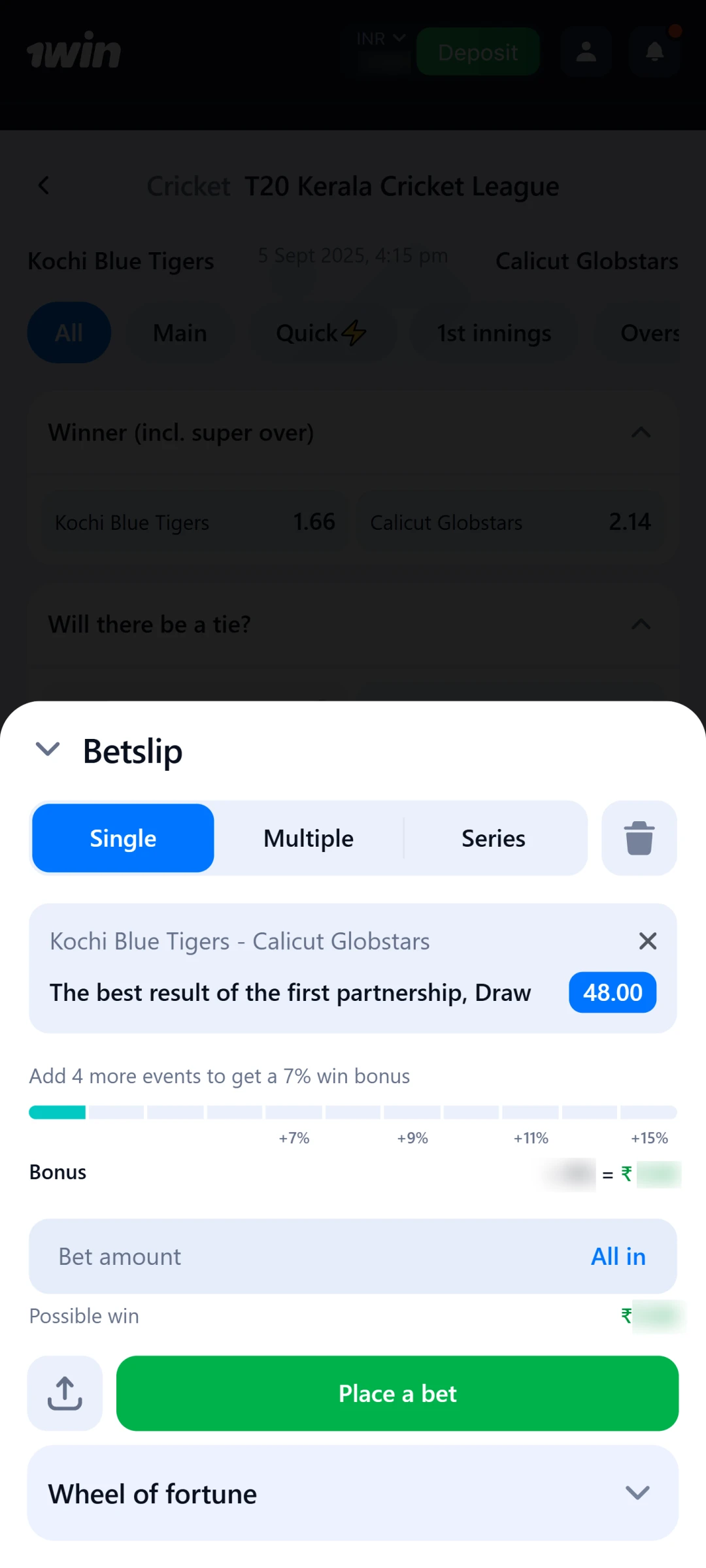 Place your mobile bet on the official 1win App now.