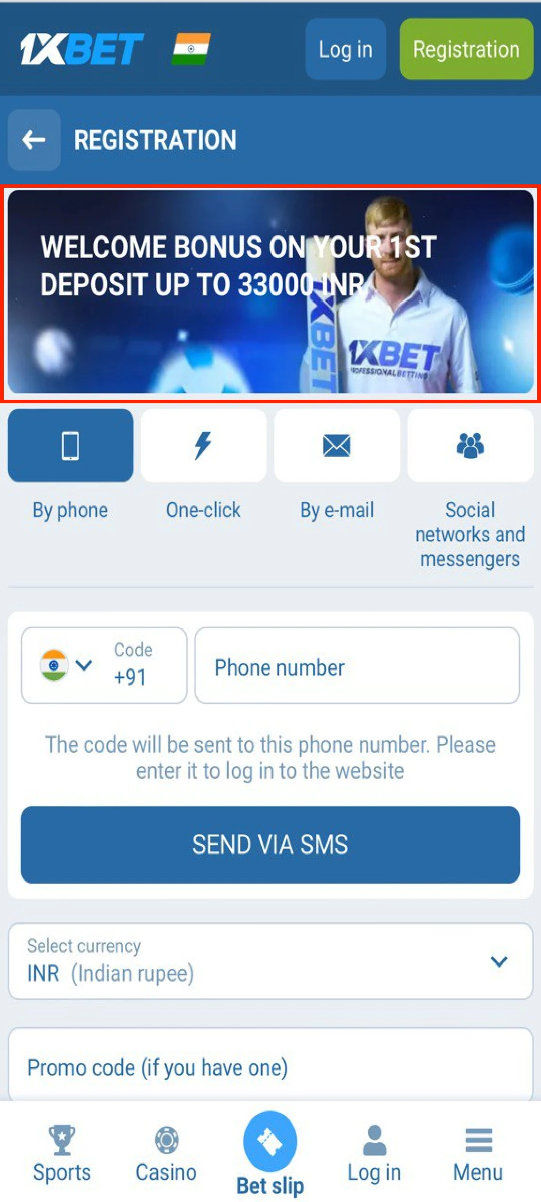 Claim an introductory bonus while setting up your 1xBet App account in India.