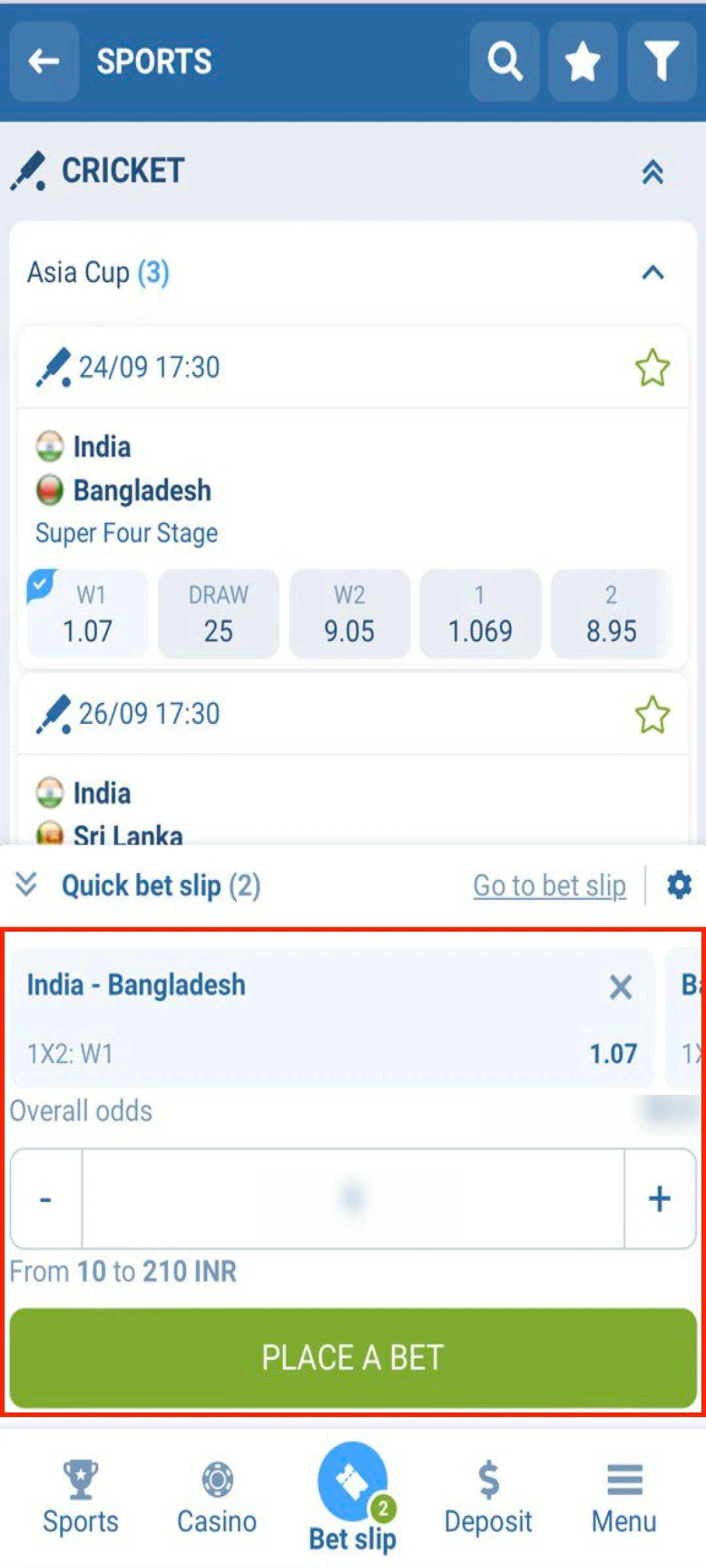 Finalize your digital bet slip to place a secure 1xBet App bet in India.