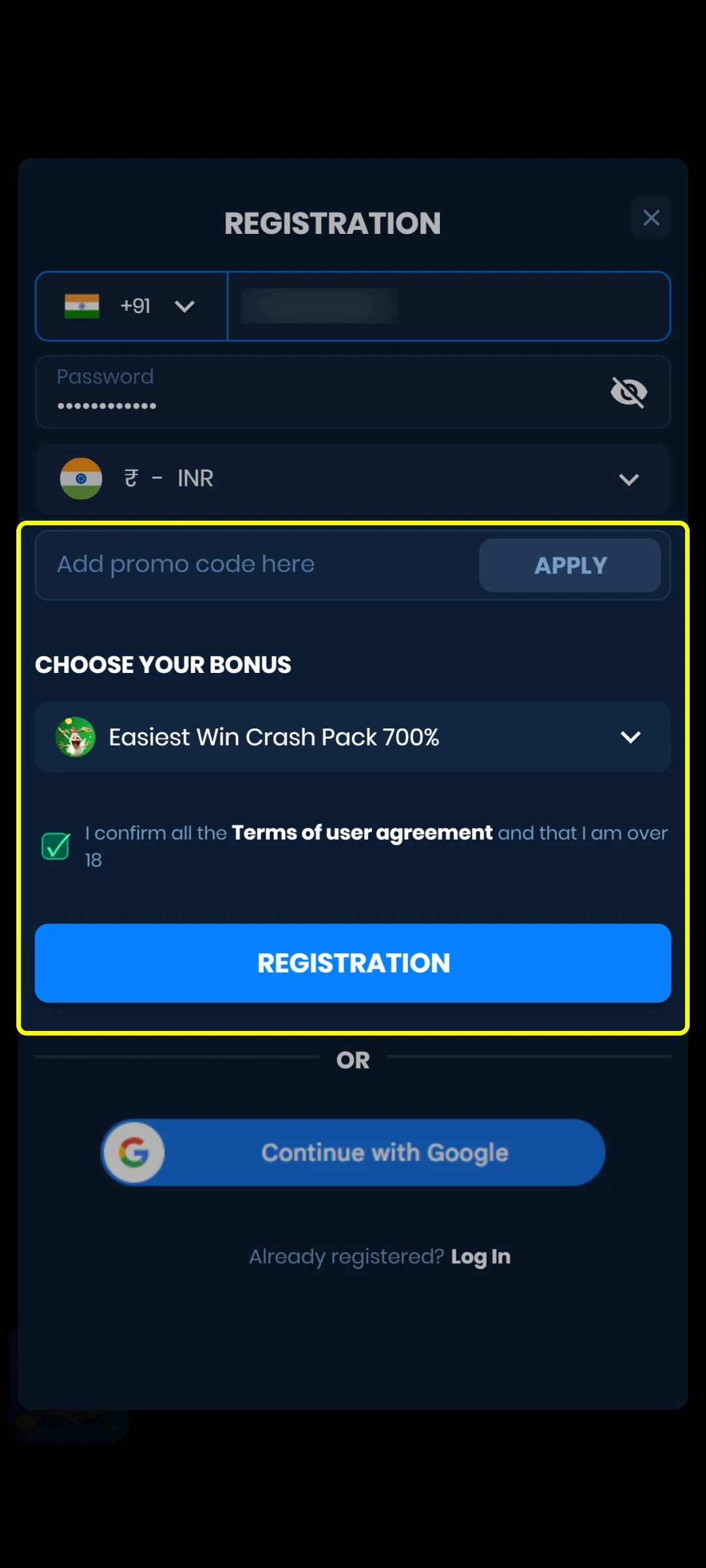 Select your bonus and sign up for the 4rabet App now.