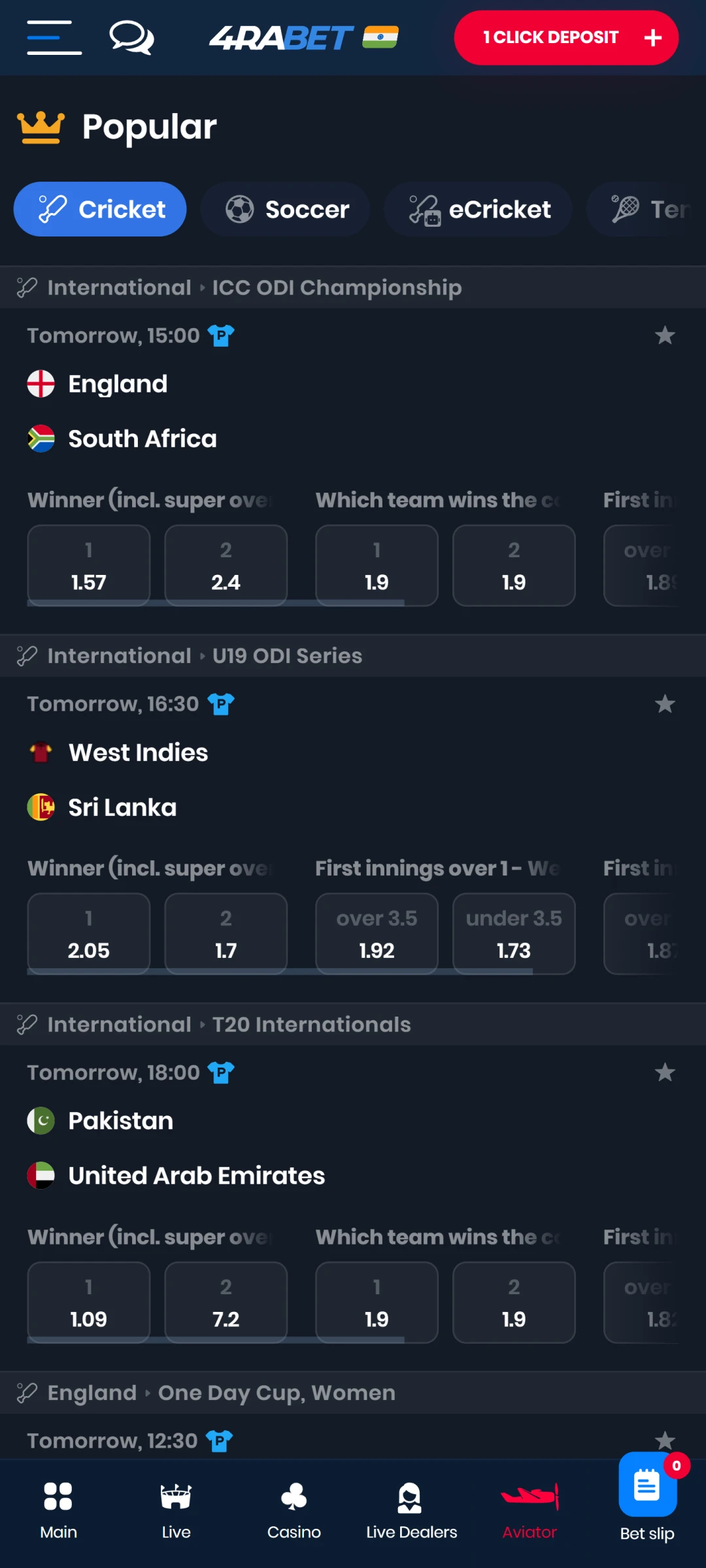 Navigate to the sports section and place a bet on 4rabet.