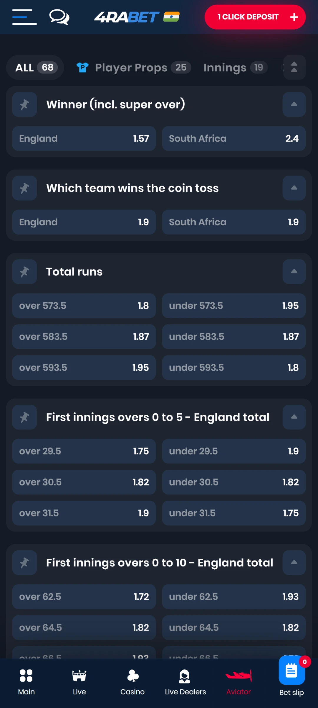 Choose the best betting markets and place a bet on 4rabet.