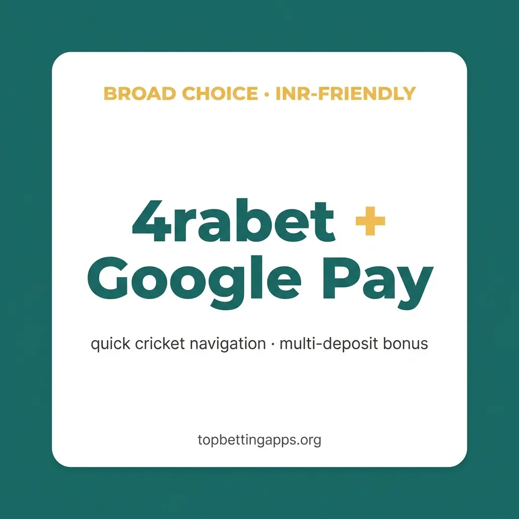 4rabet supports Google Pay alongside broad INR-friendly payment methods with quick cricket navigation for Indian users.