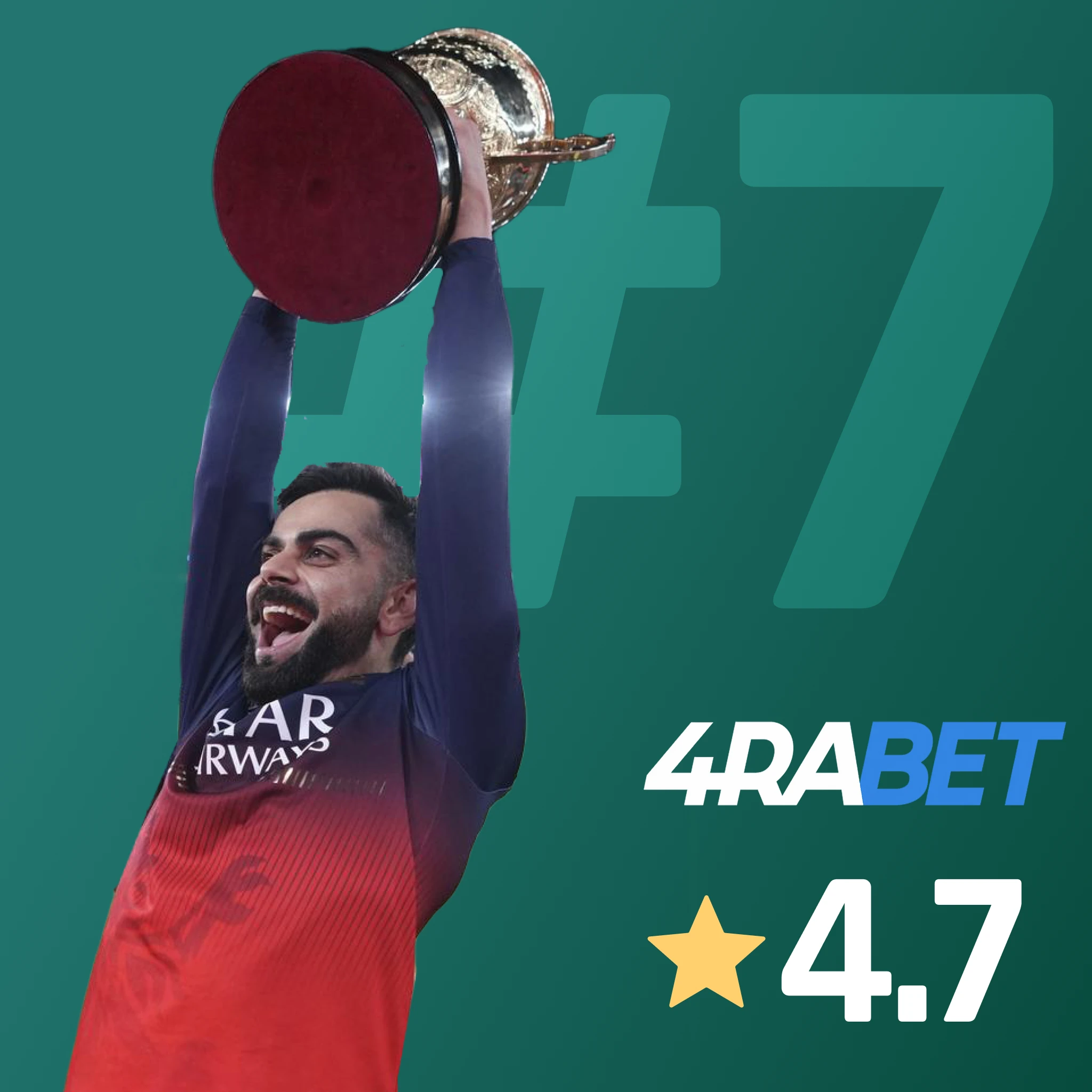 4rabet IPL betting app with 700% welcome - highest IPL bonus percentage, 20k max, in-play across all matches, Android/iOS apps