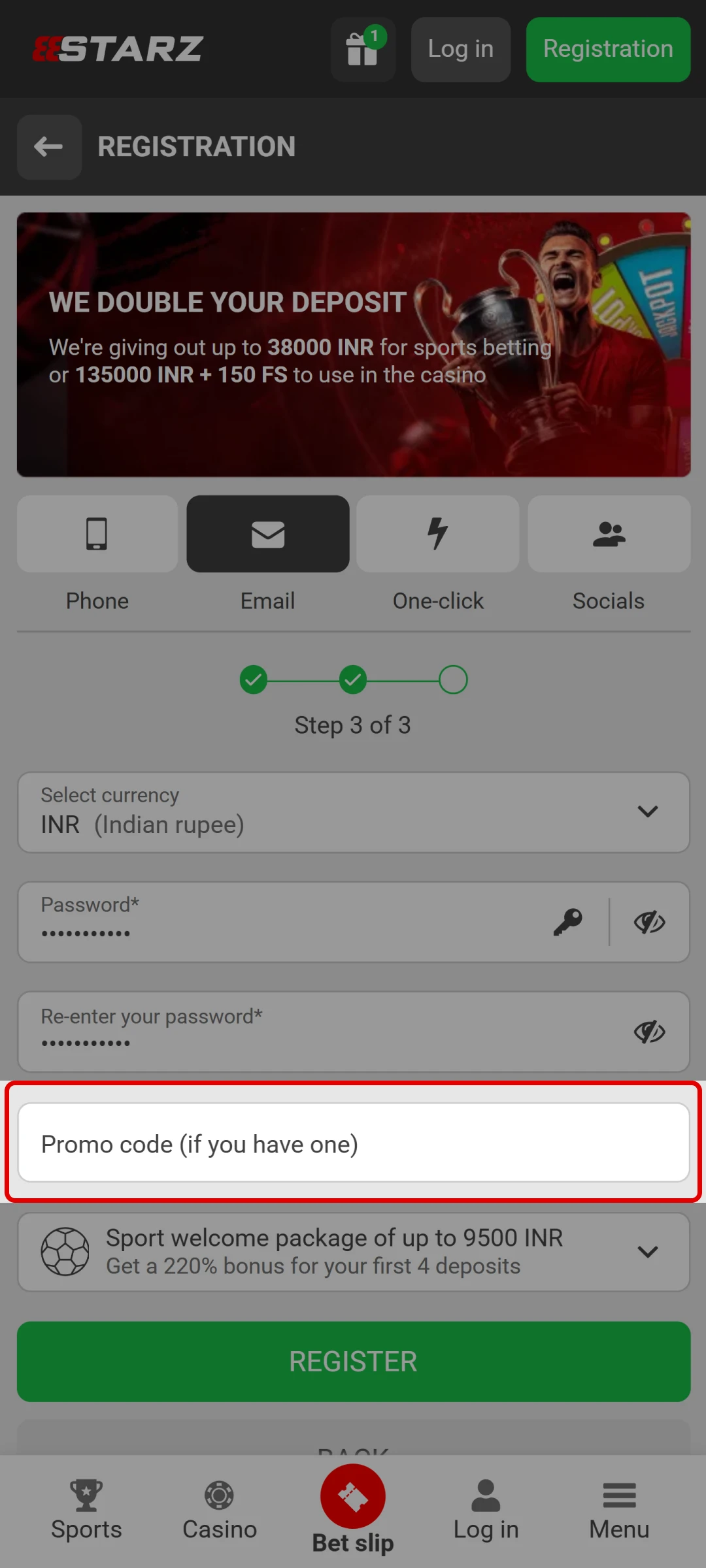 Use an 888Starz promo code during sign-up for exclusive betting bonuses.