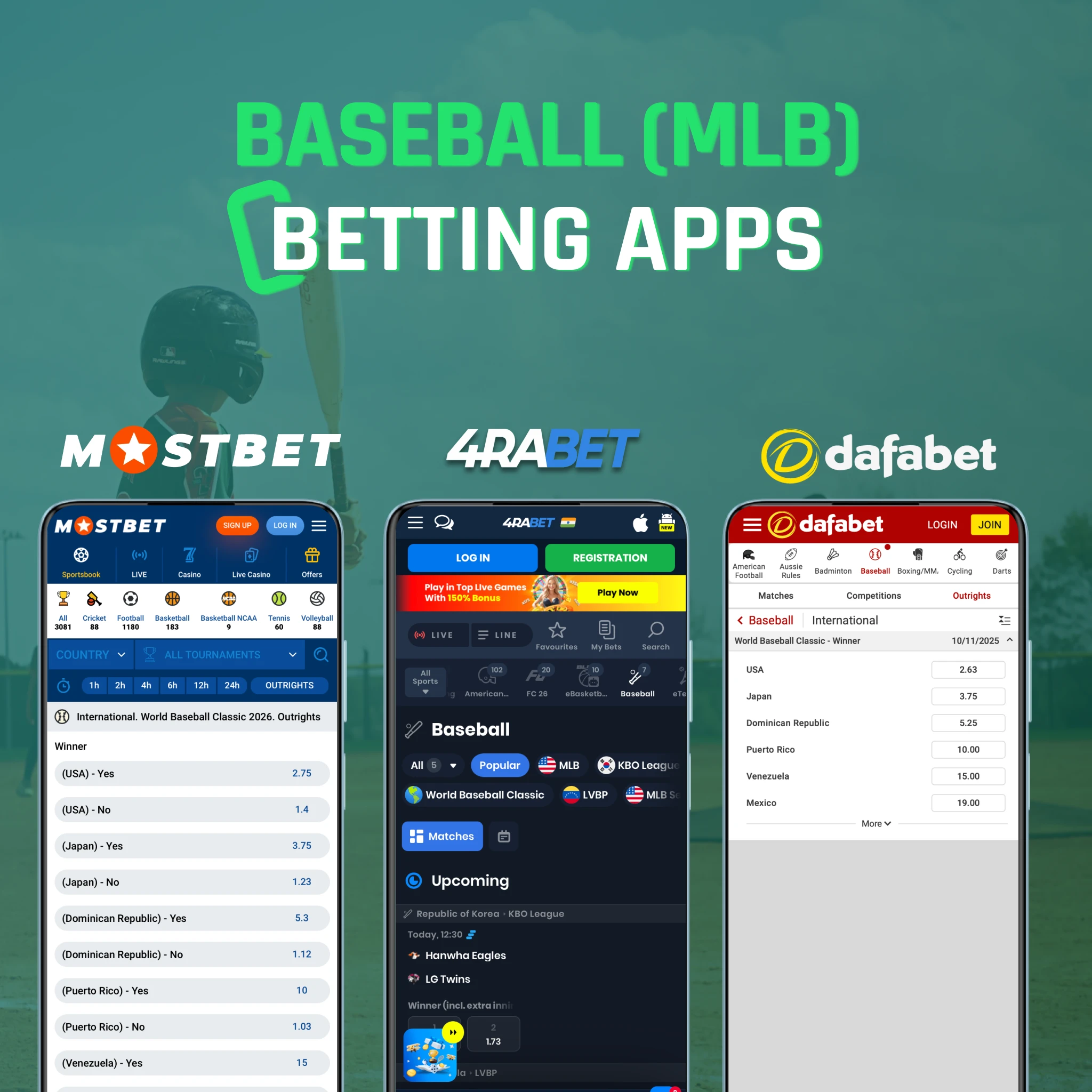 MLB betting apps - inning-by-inning wagering, pitcher strikeout lines, home run props, cashback during regular season