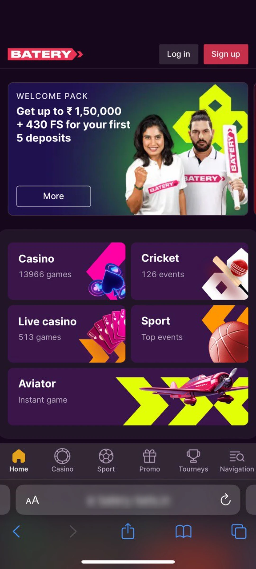 Use Safari to access the official Batery App for iOS devices.