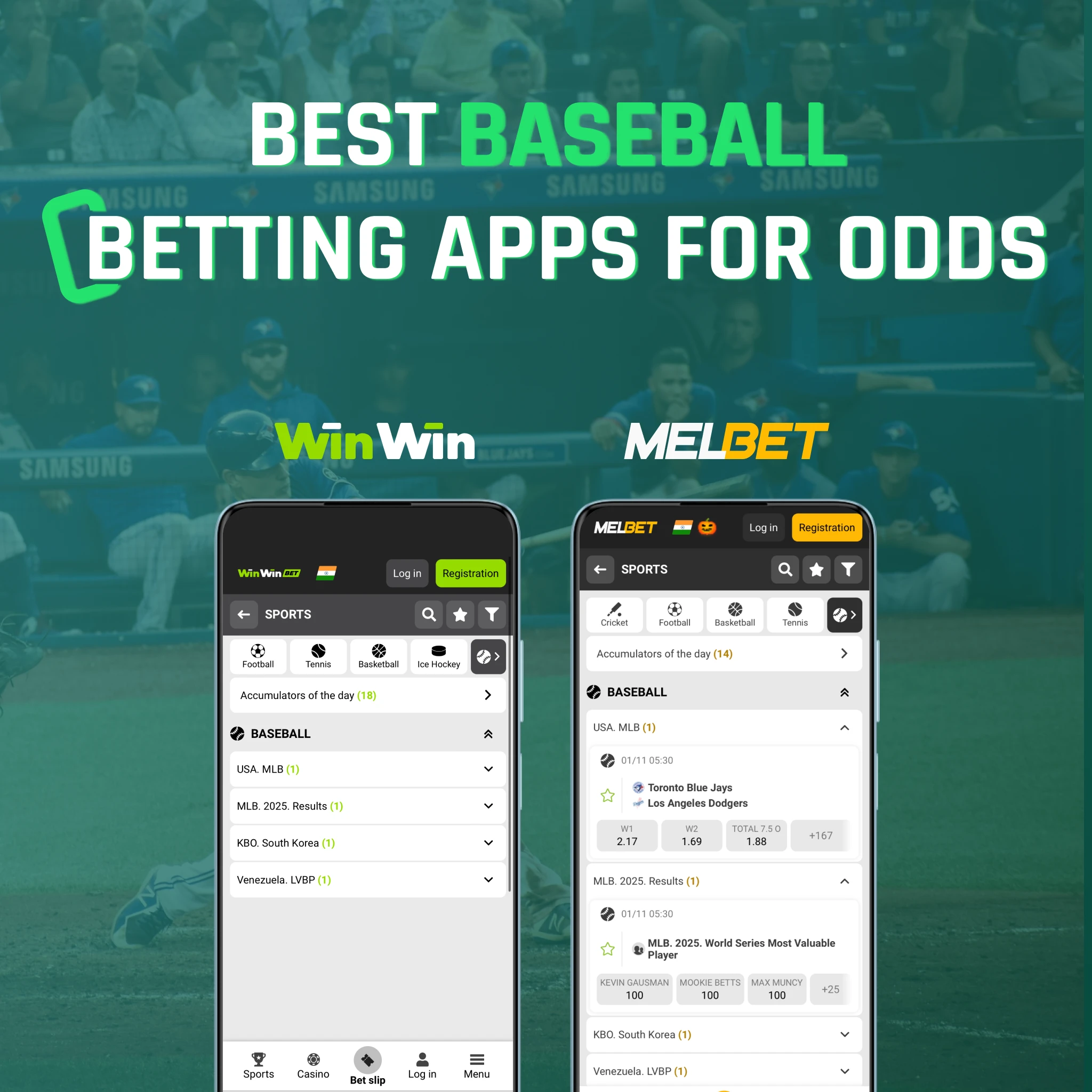 Compare baseball betting odds India [year] - WinWin, Melbet, and Parimatch moneyline analysis