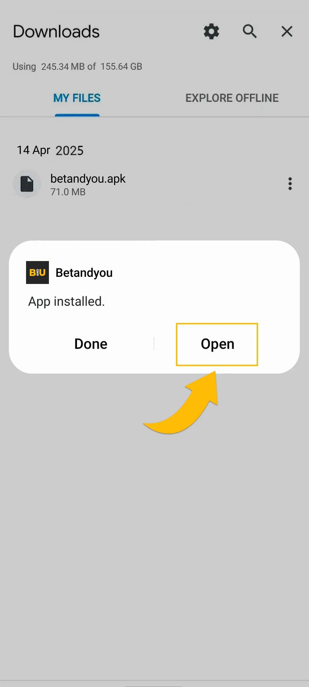 Open the Betandyou app after installation to begin playing in India.