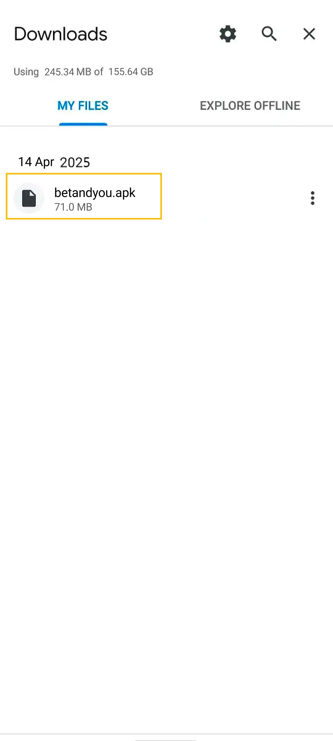 Find the Betandyou APK in your file manager to begin installation.