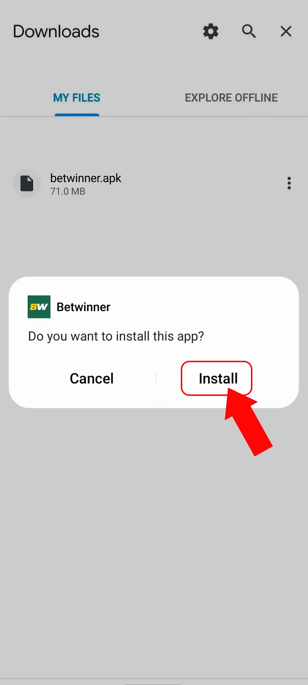 Install the official Betwinner App on your Android smartphone now.