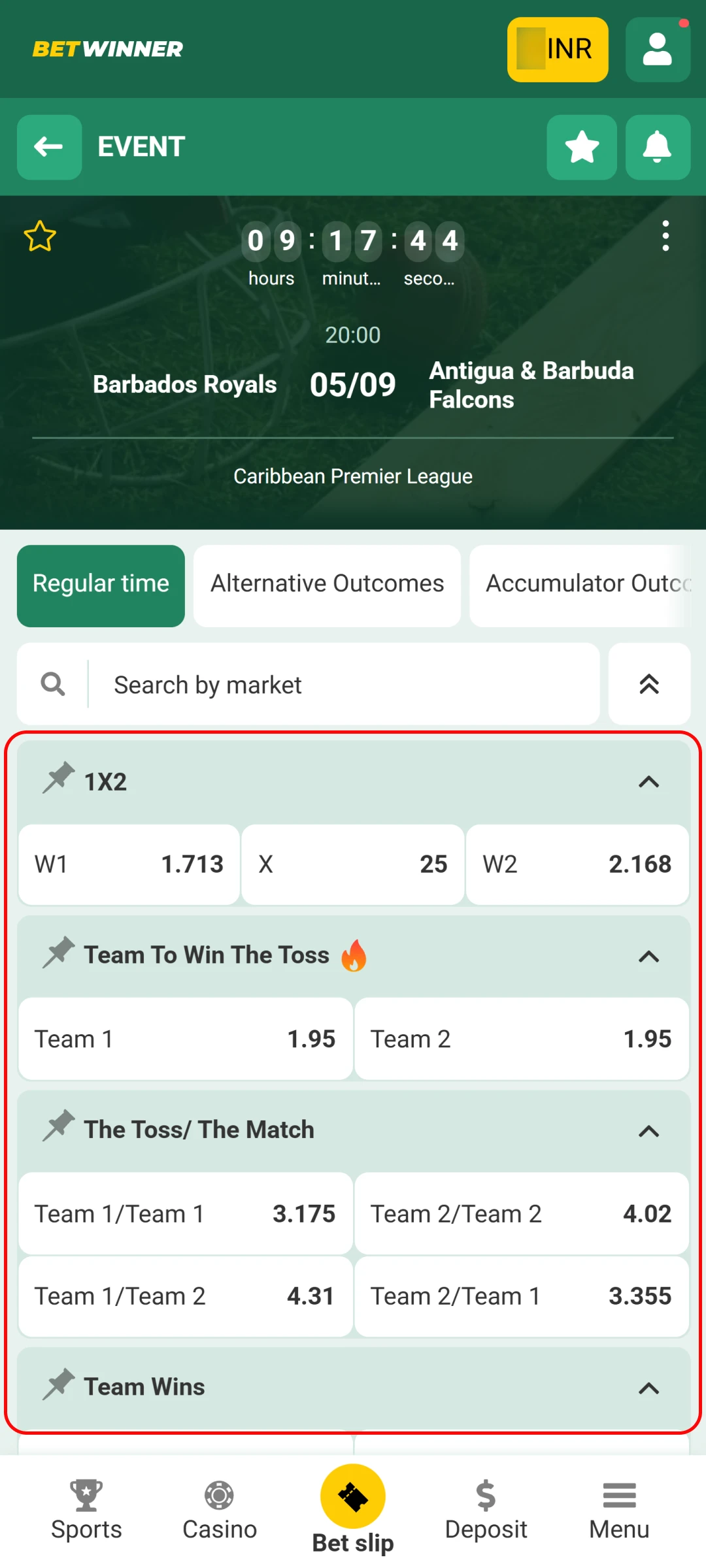 Choose the best odds to place a bet on Betwinner App.
