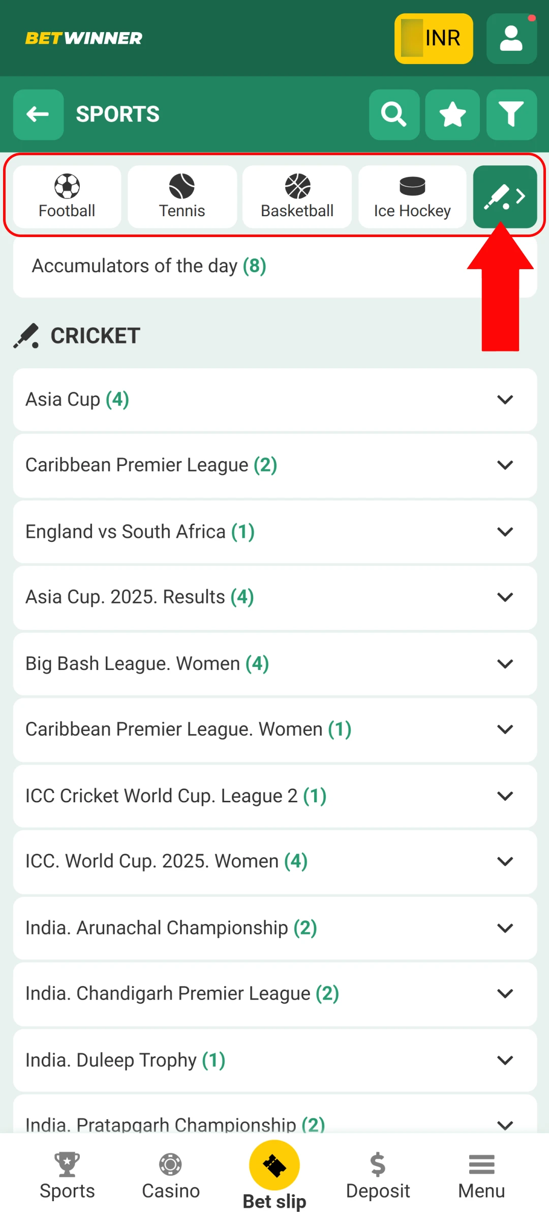 Select your favorite sports match and bet using the Betwinner App.