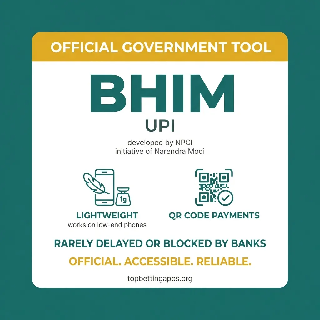 BHIM betting advantages - 2MB app size, works on 2G networks, no spam notifications, direct NPCI integration, trusted by Indian banks