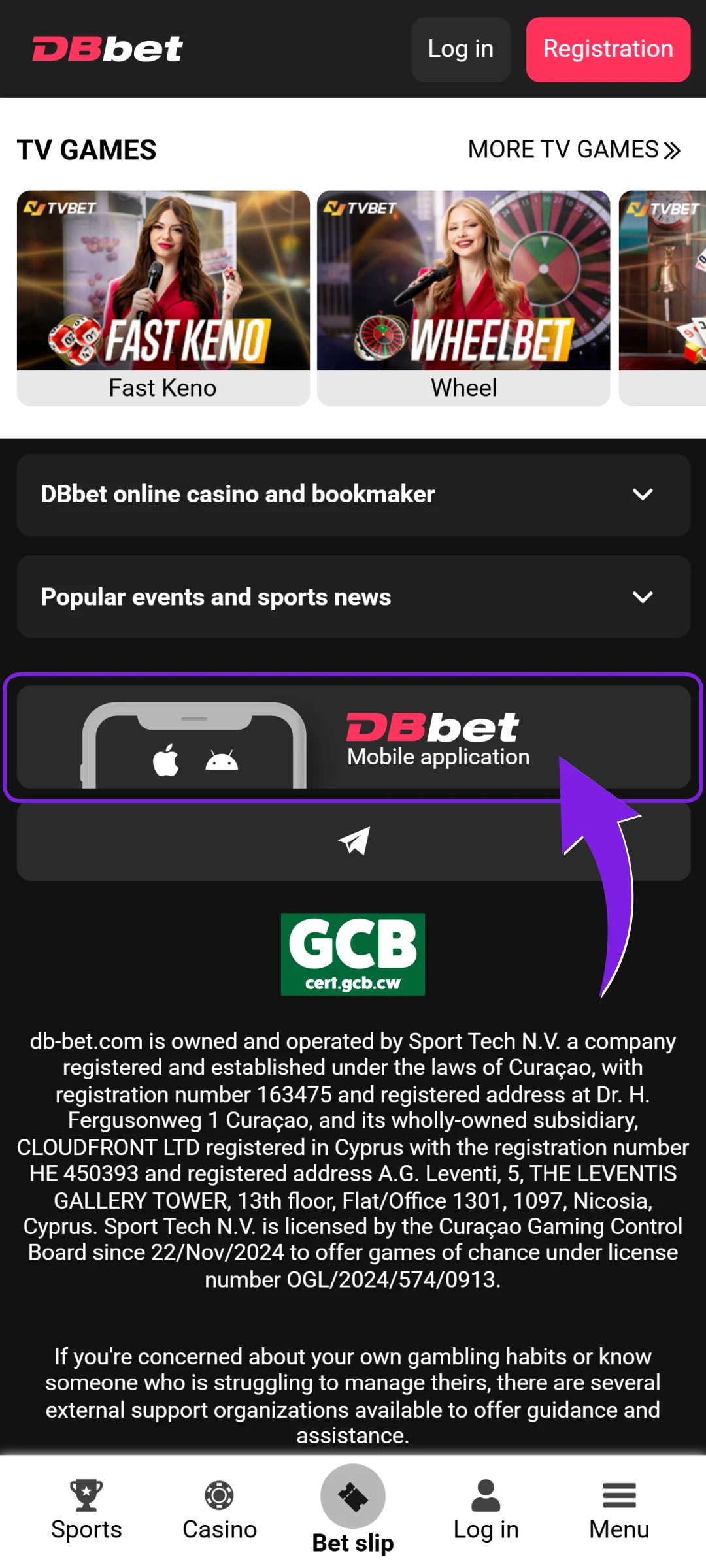 Find the Android section on the official Dbbet website to download.