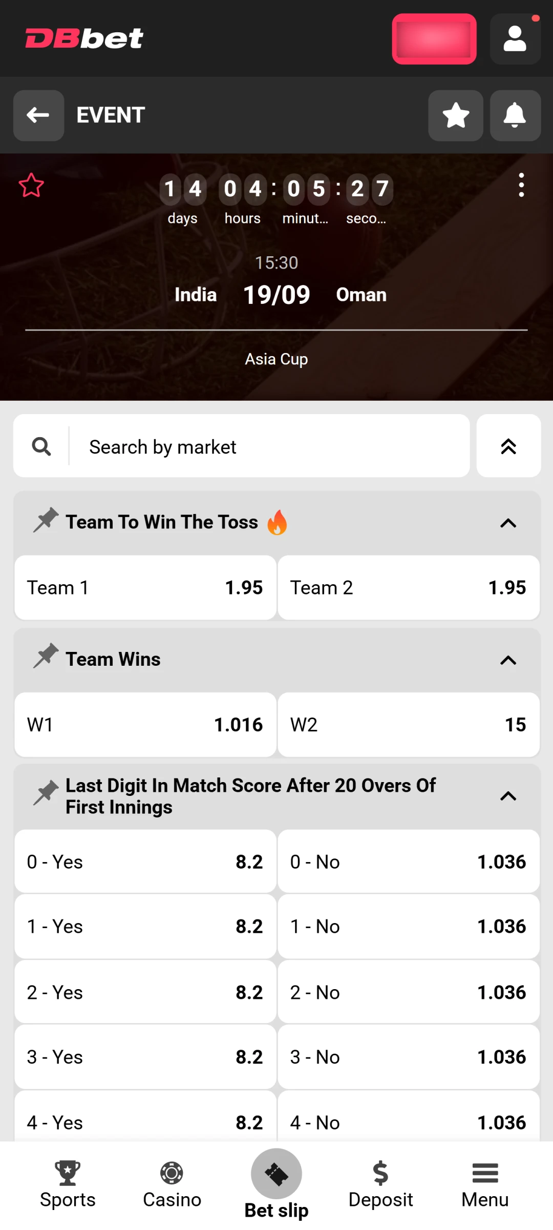 Pick a match to place a bet on Dbbet App.