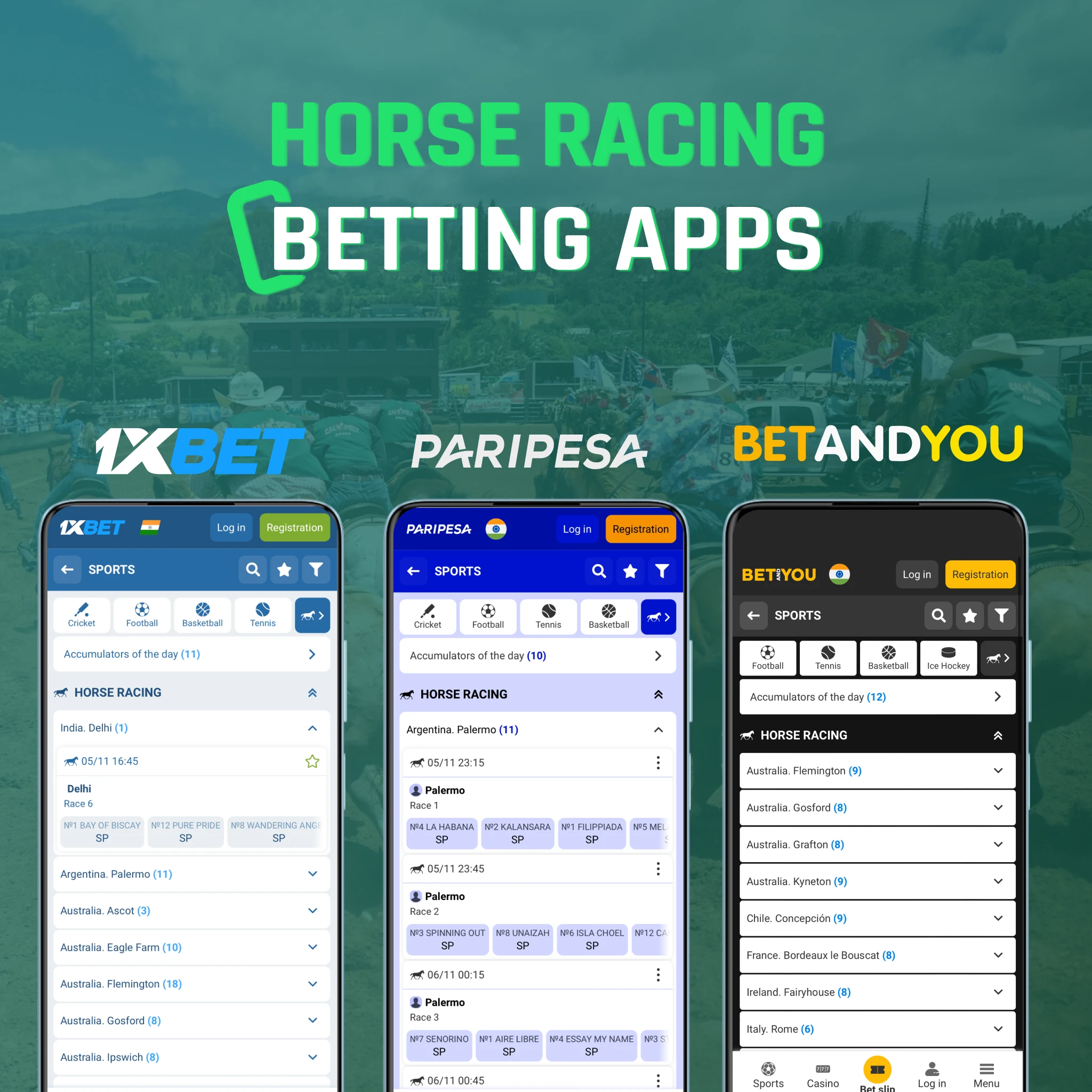 Top horse racing platforms India - derby specials, daily race schedules, Dafabet, 1xBet, Paripesa, Betandyou lead the niche