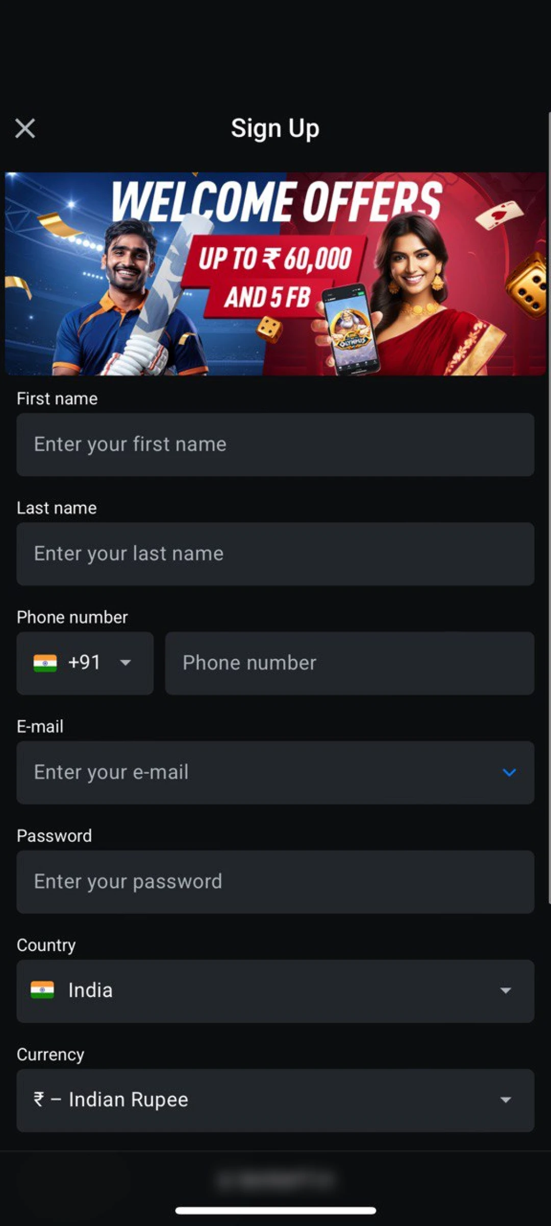 Provide personal info and a password for your Leon App account.