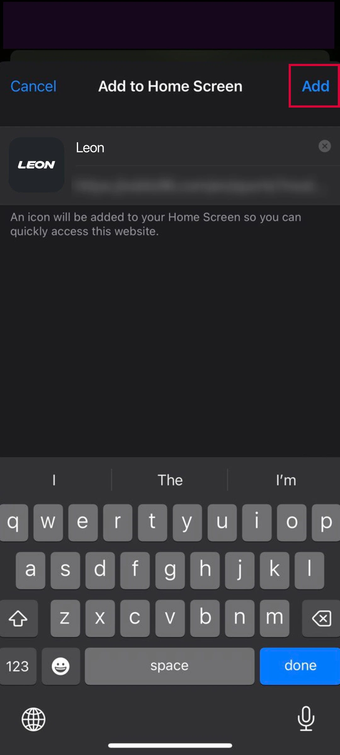 Finalize the label and save the Leon Bet App to your Apple device library.