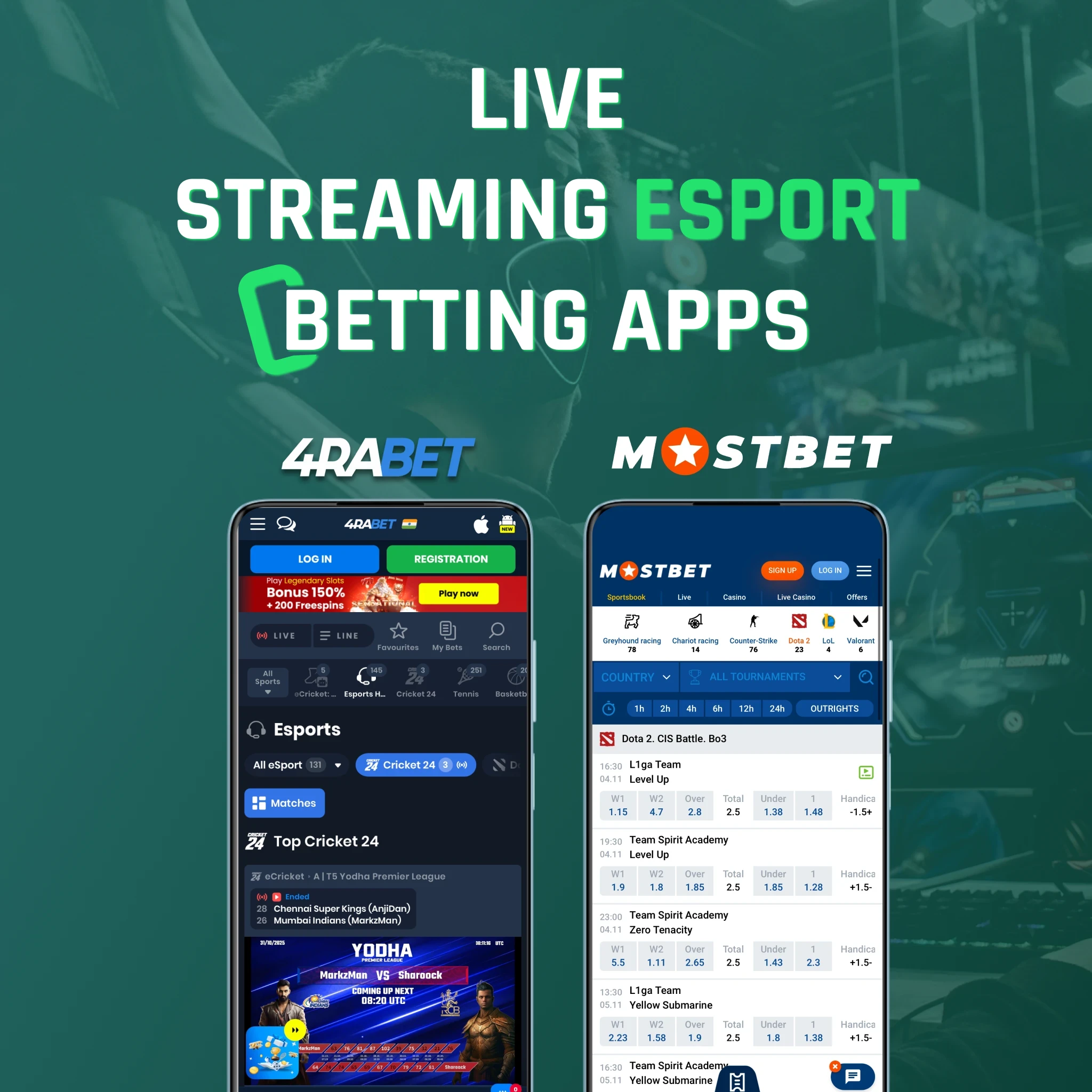 4rabet and Mostbet provide live streaming of CS2 Majors and Valorant Champions for Indian users with funded INR accounts