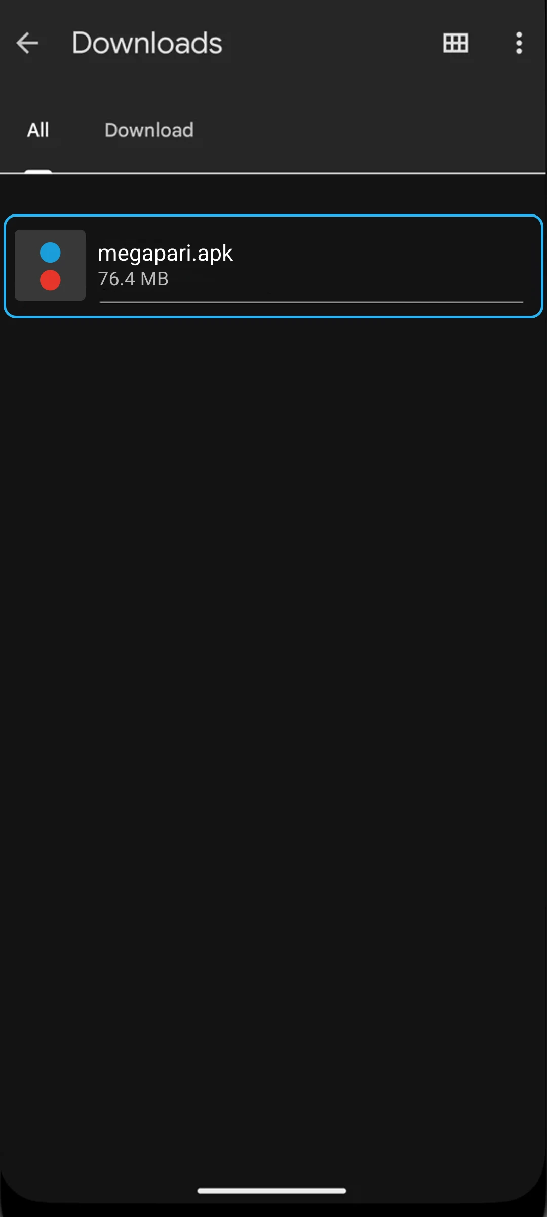Locate the APK and install the MegaPari App on Android now.