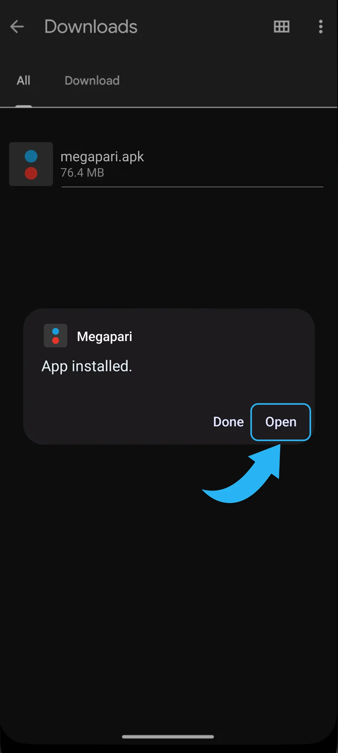 Launch the MegaPari App on Android to begin betting in India.