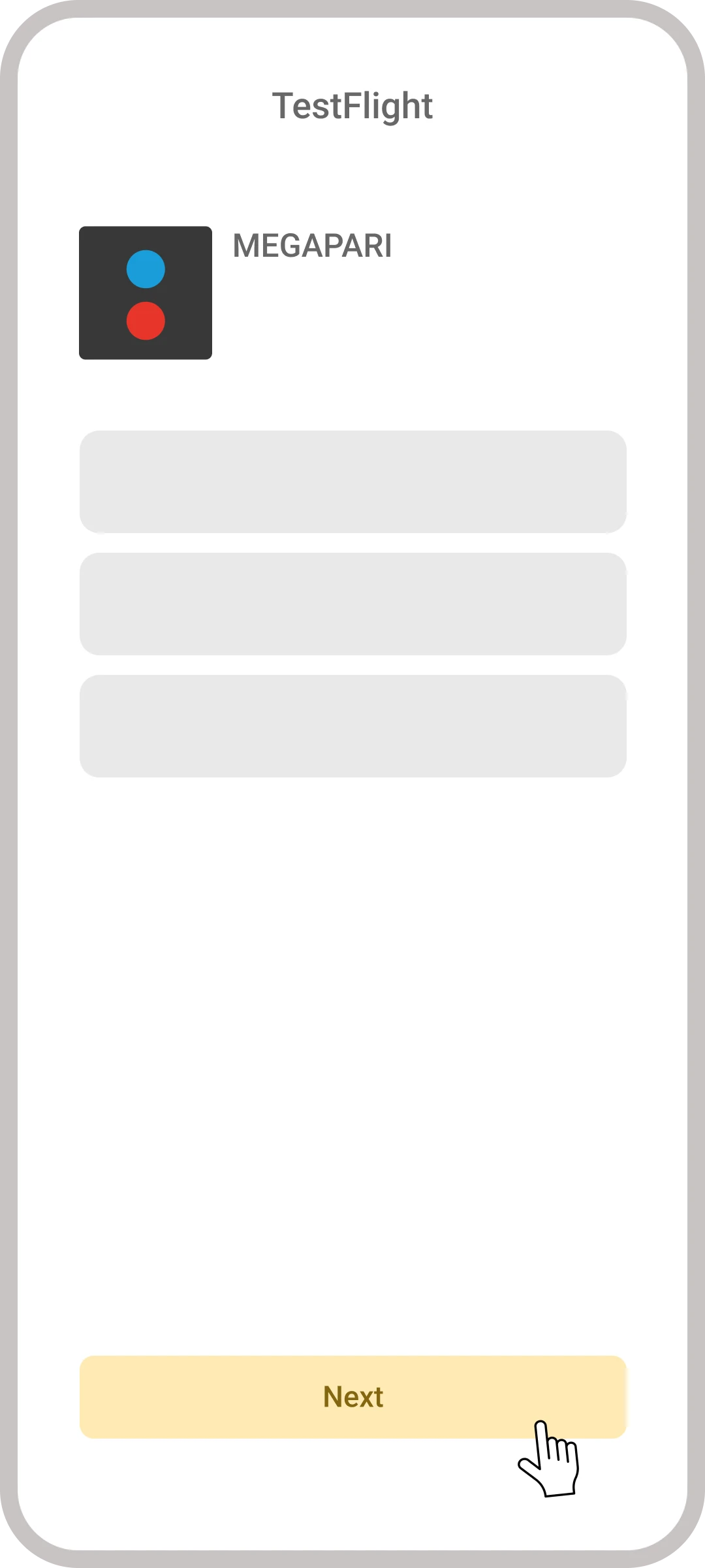 Open the welcome screen to complete the MegaPari App iOS installation.