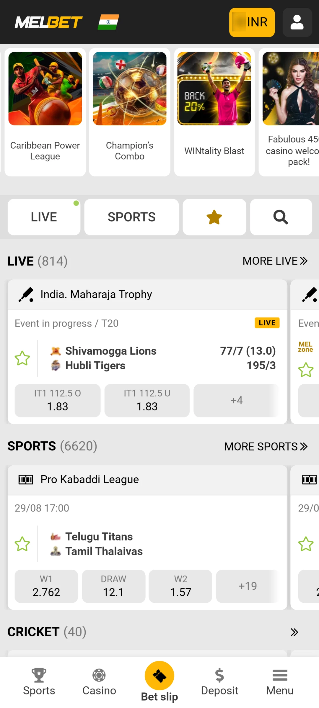 Open the Melbet app to start betting.