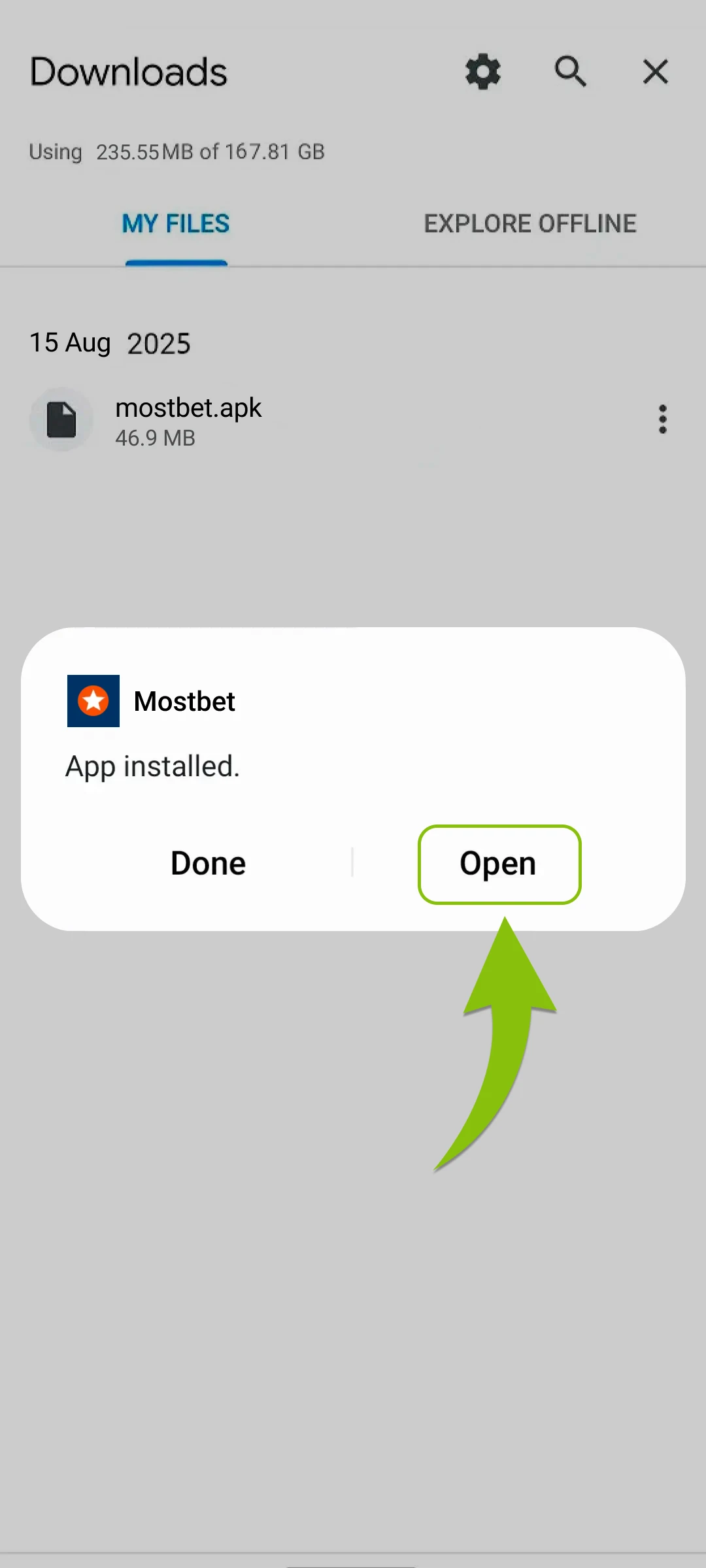 Launch the Mostbet Android App and place your first sports bet.