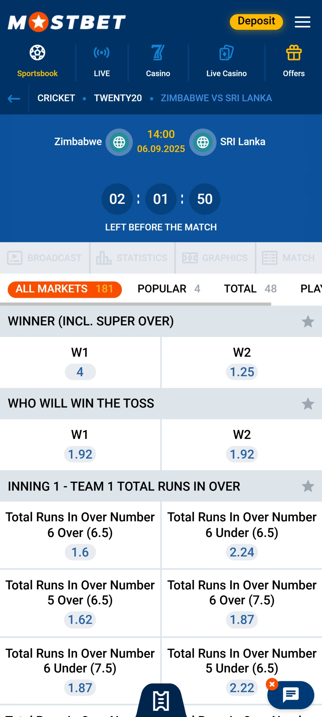 Pick an event in the Mostbet App to place bets today.