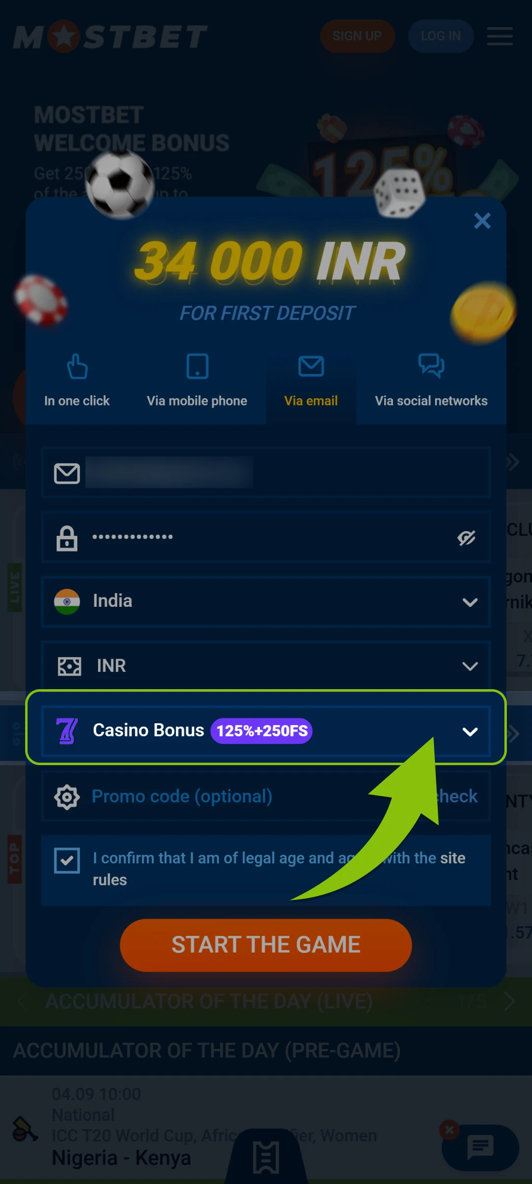 Select a welcome bonus for your new Mostbet App account today.