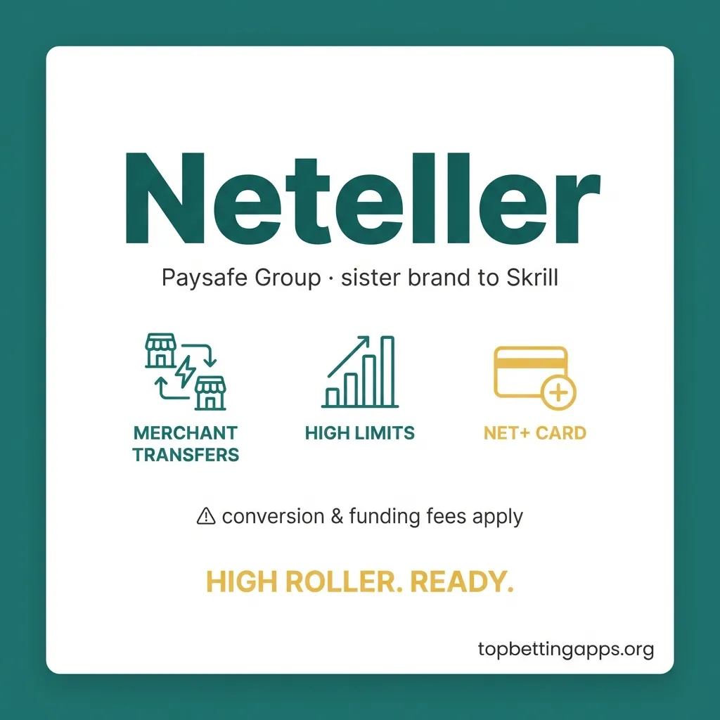 Neteller e-wallet betting - instant merchant transfers, high transaction limits, VIP tiers, accepted on 100+ betting sites