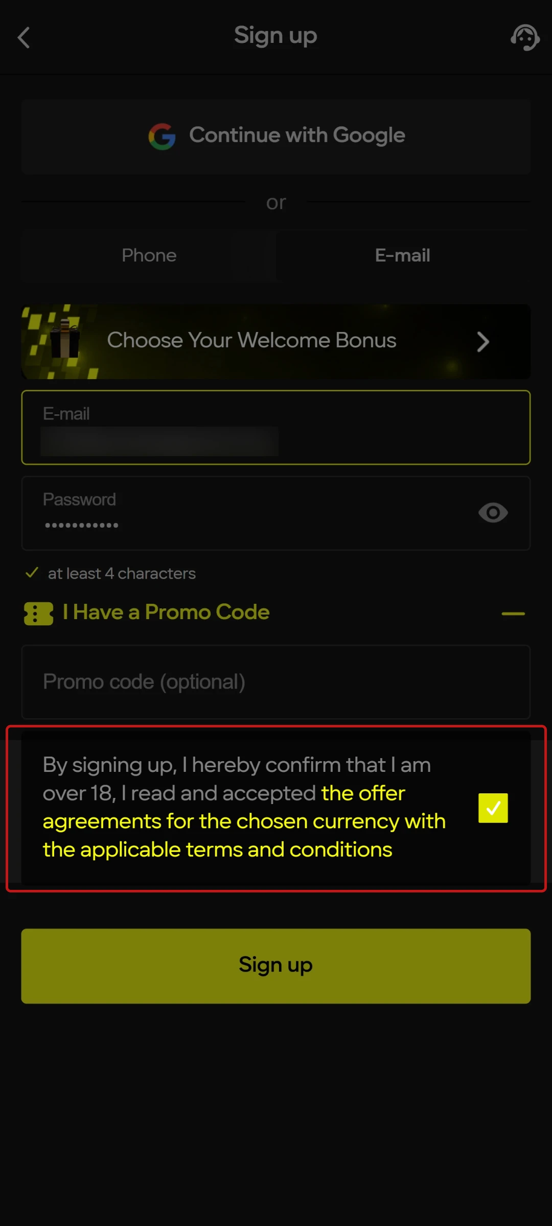 Verify legal gambling age to proceed with Parimatch India registration.