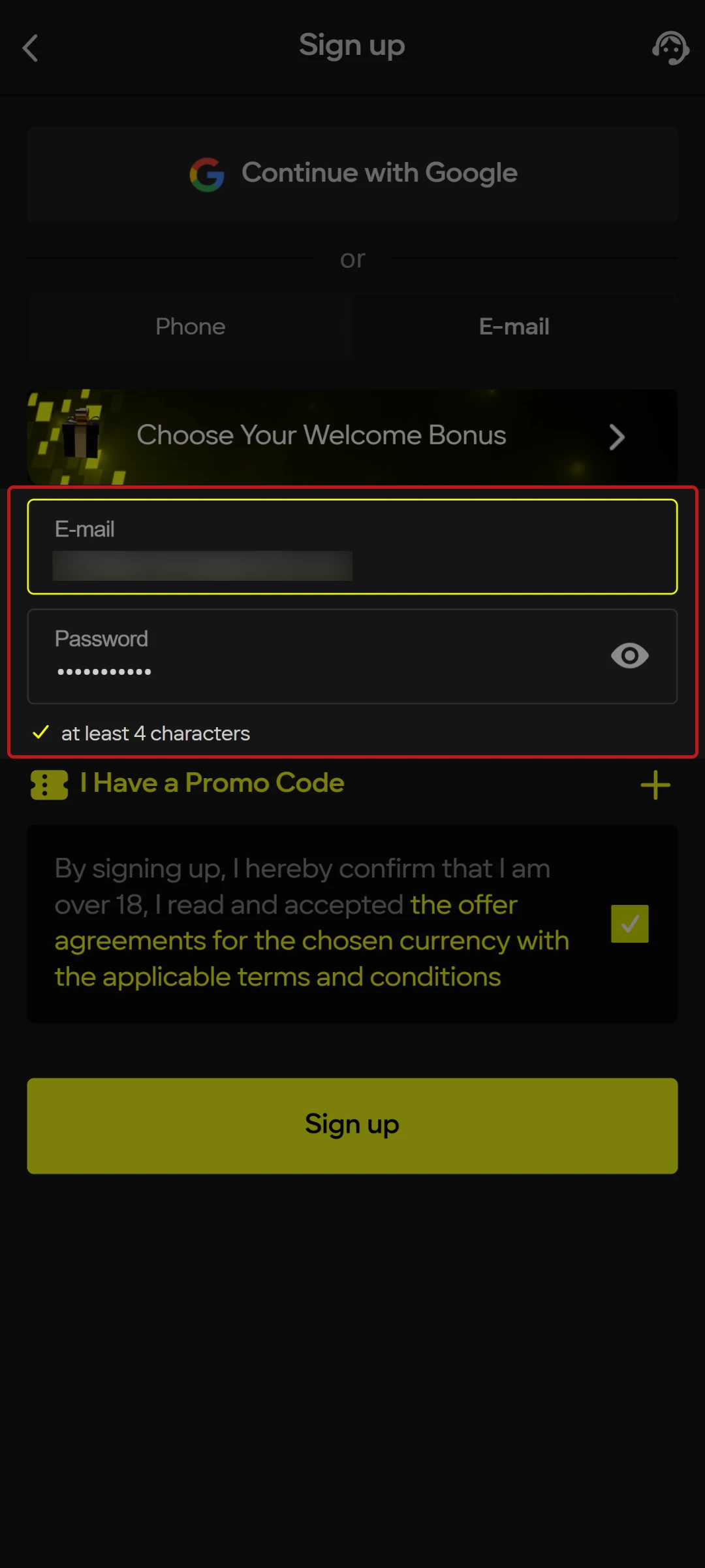 Provide accurate personal information for your new Parimatch betting account.
