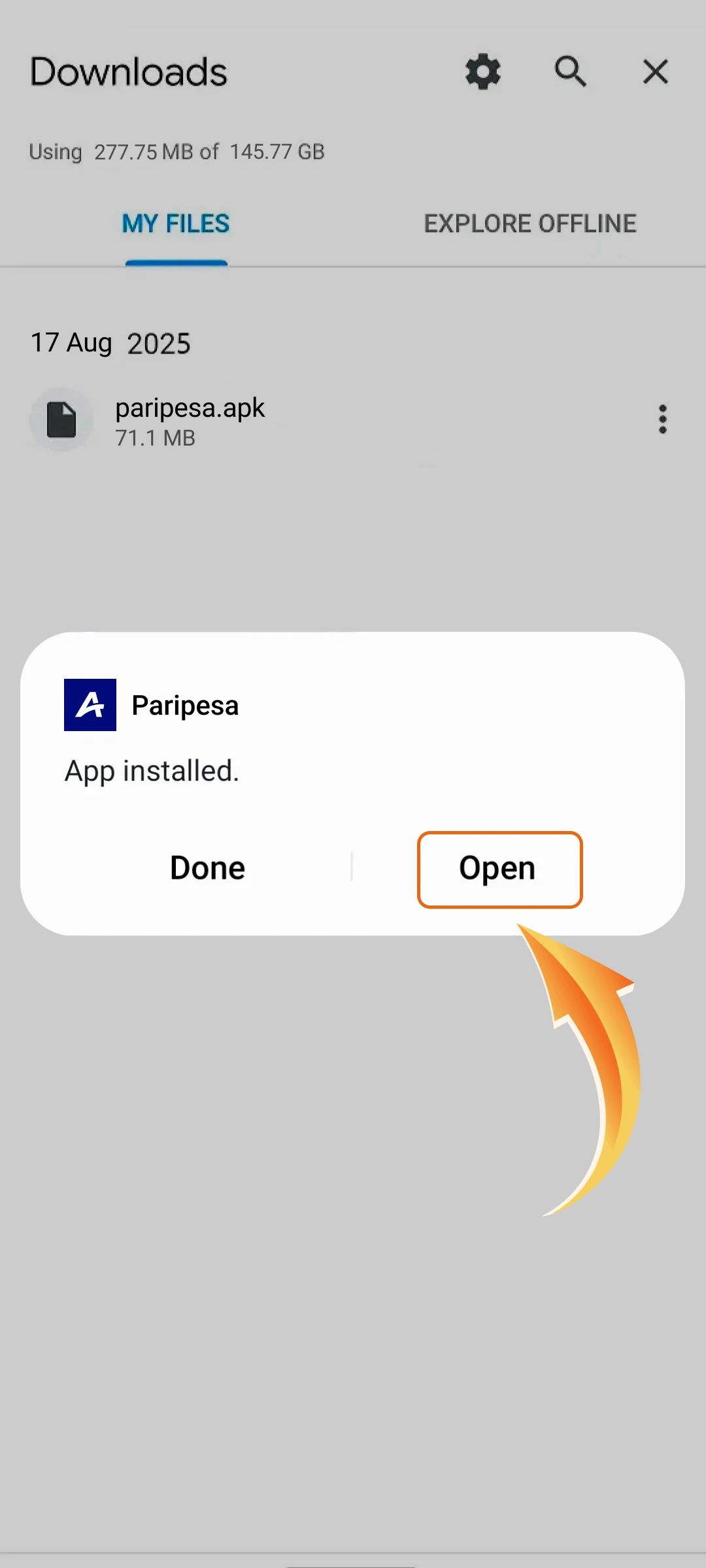 Open the Paripesa app after installation to start betting in India.
