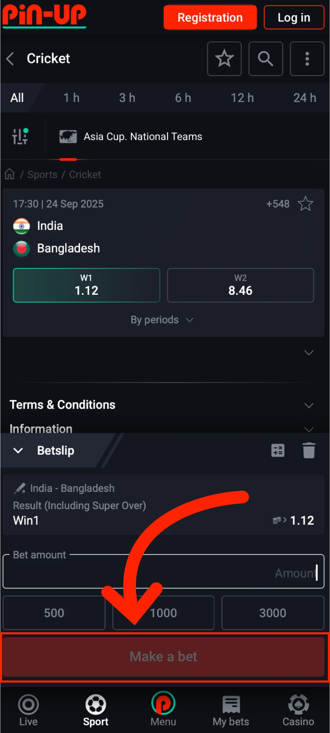 Check current odds and finalize your successful Pin-Up App bet today.