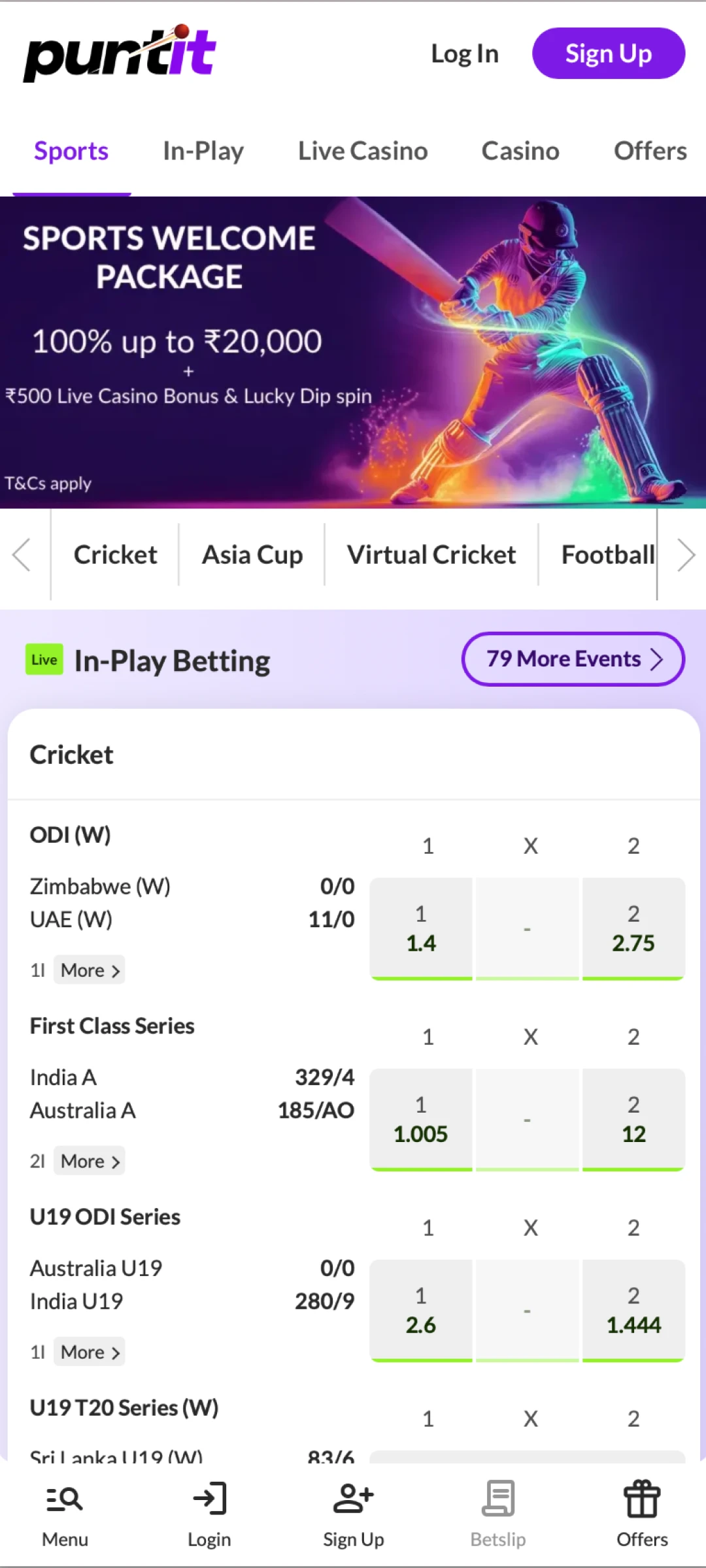 Access the official PuntIt website to start betting in India.