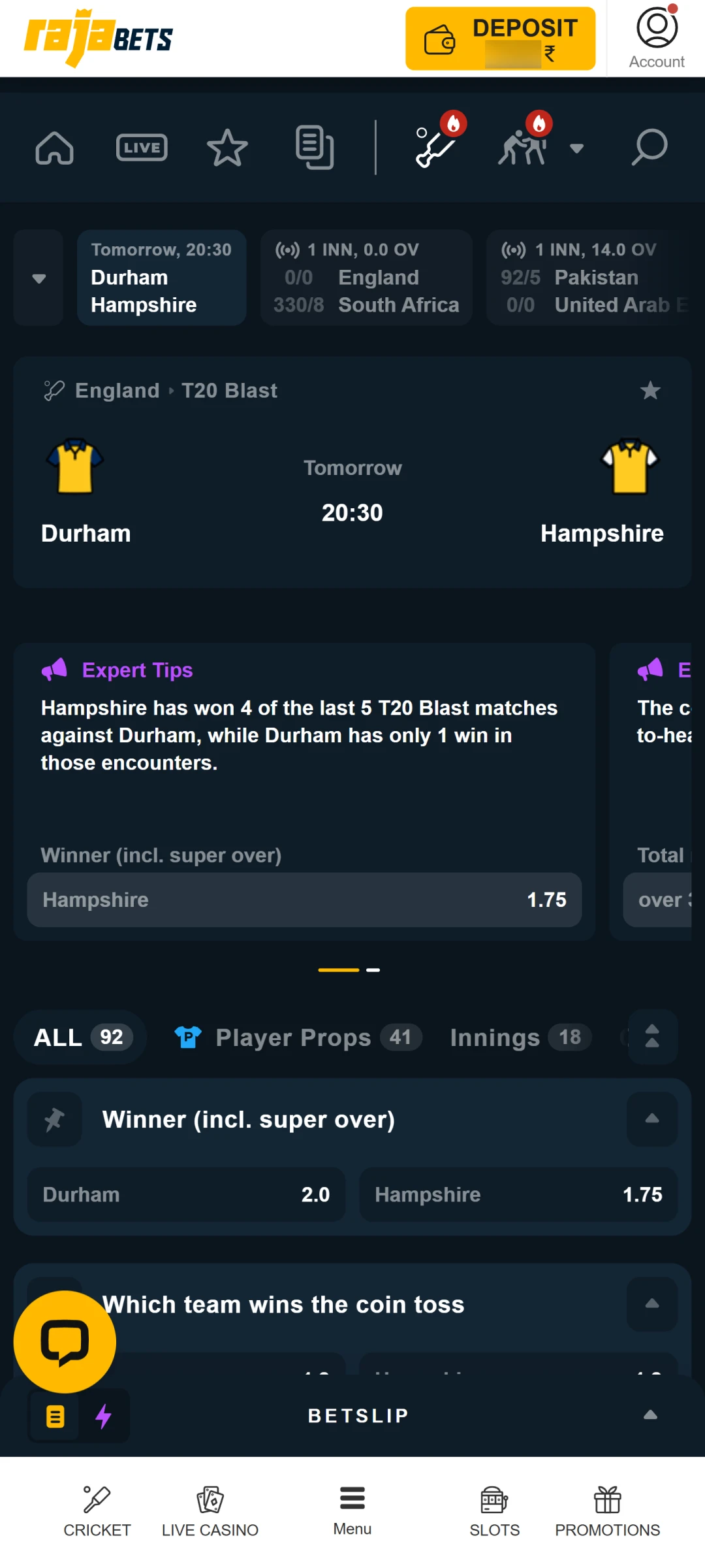 Select the best odds to bet on the reliable Rajabets App.