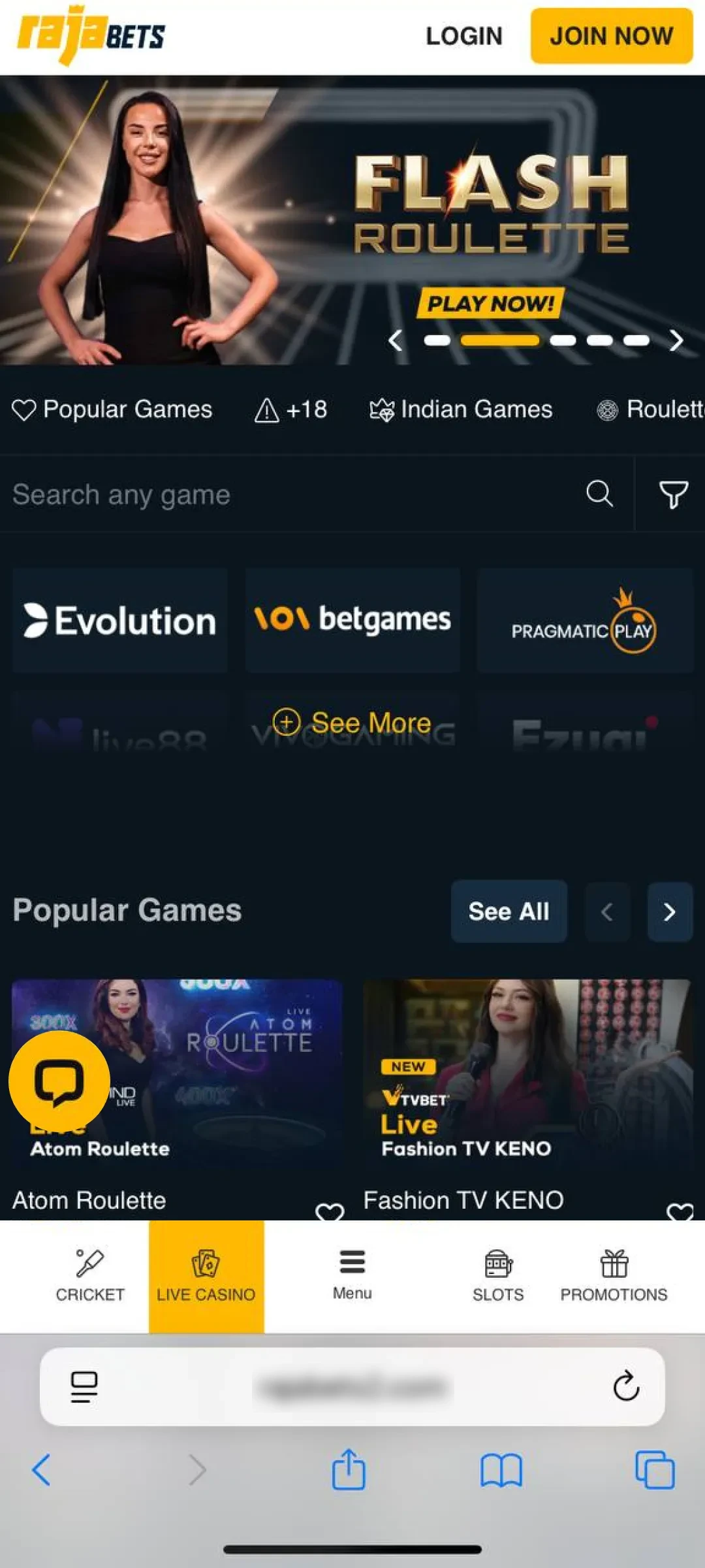 Open Safari to visit the Rajabets iOS App official site.