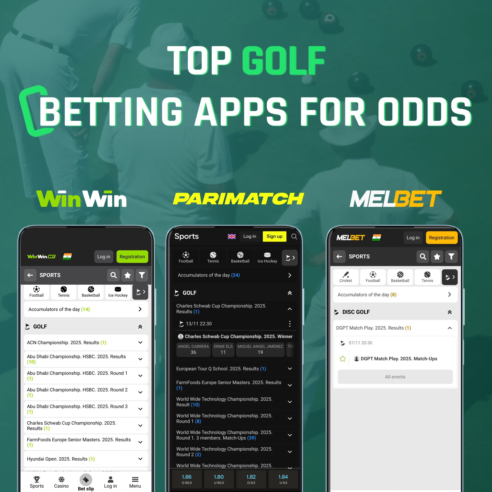 Parimatch India golf platform - sharp live betting odds, real-time updates during majors and European Tour