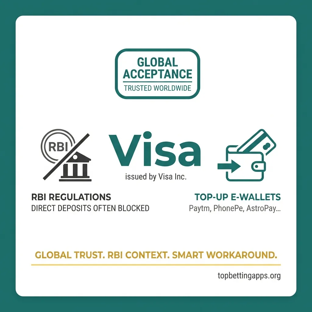 Visa betting workaround India - deposit to e-wallets first, Skrill/Neteller via Visa, then transfer to betting app, 5-10 minutes
