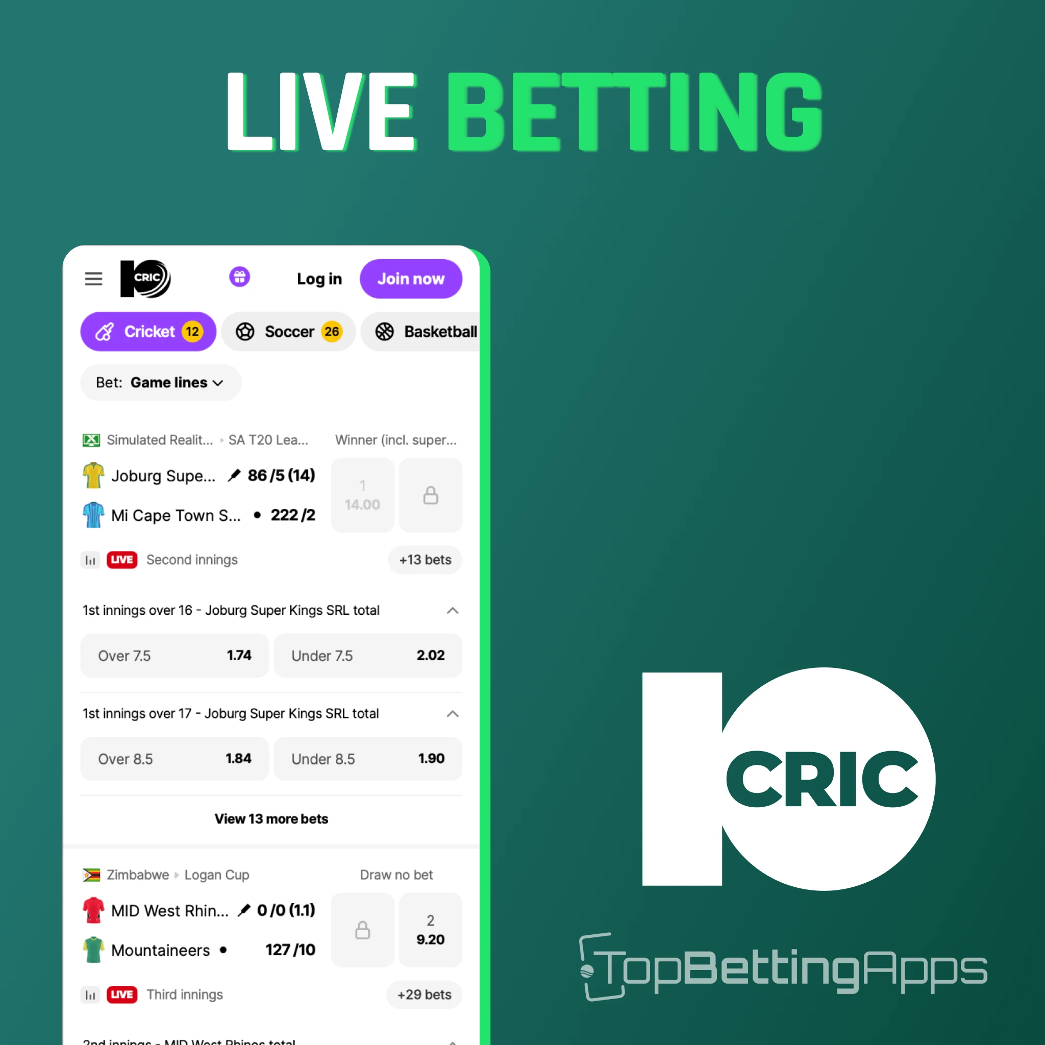 Place live cricket bets during IPL 2026 with fast odds updates and cash out on 10cric.