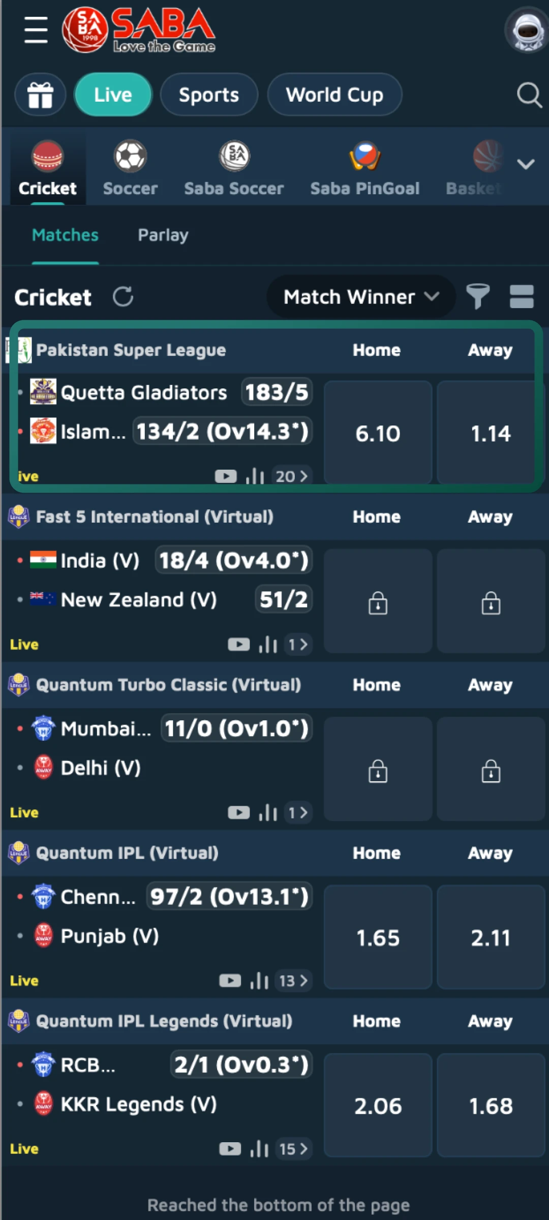 Tap on odds to create a Single bet or combine selections into an Express bet on Betvisa.