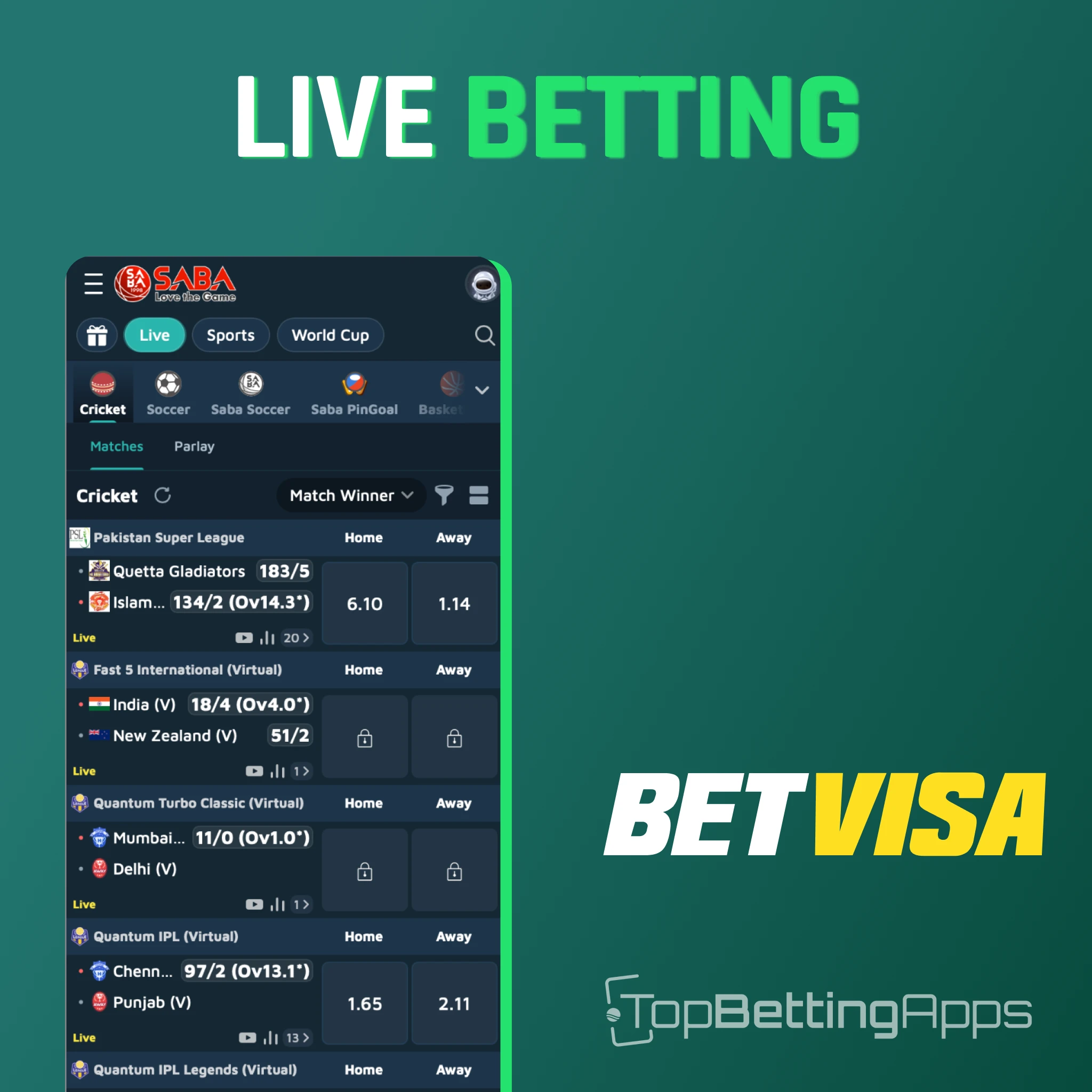 Place live wagers on cricket and football with dynamic odds on Betvisa.