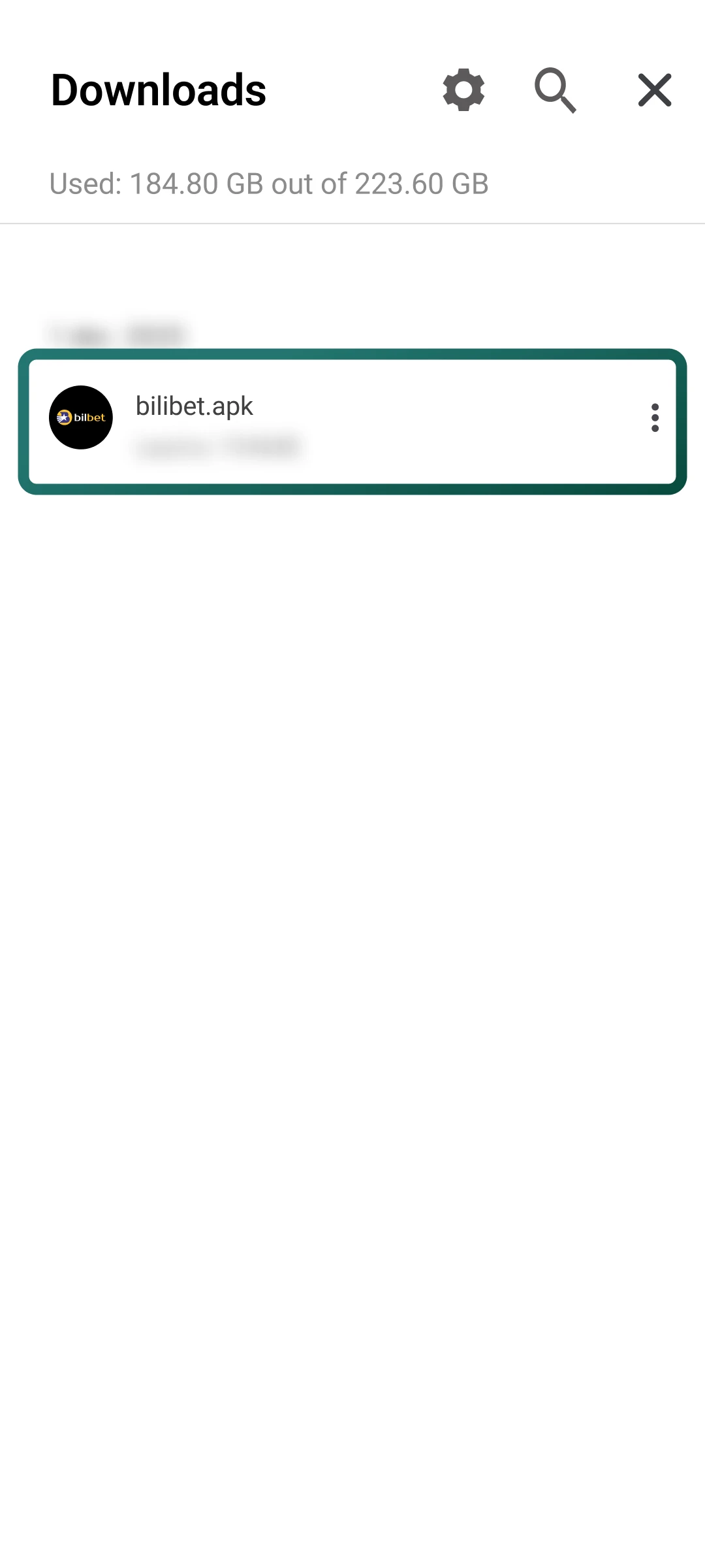 Open your downloads folder and find the Bilbet APK file you just saved.